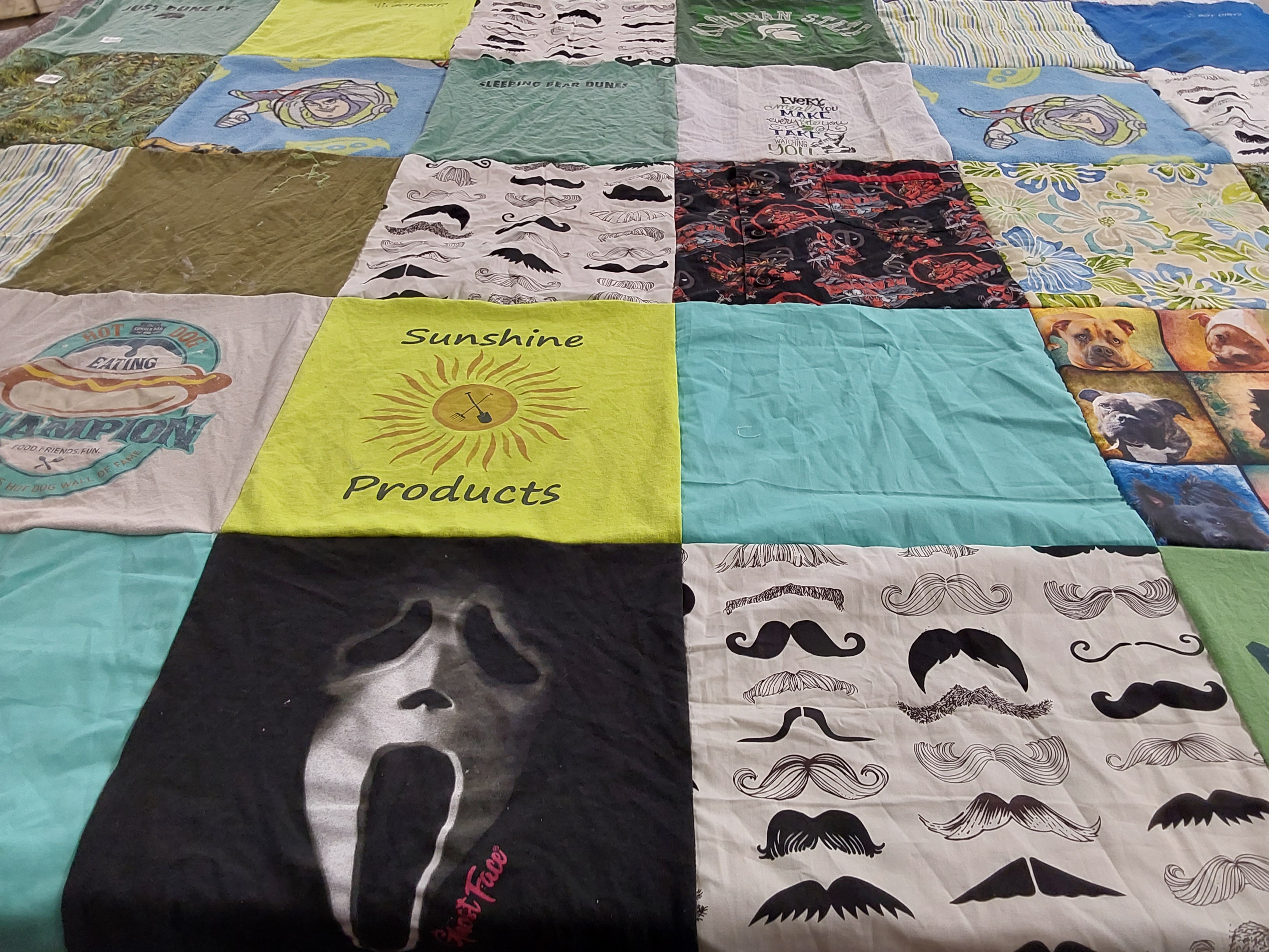 T-shirt quilt with animals, pets themes by Meredith from MI