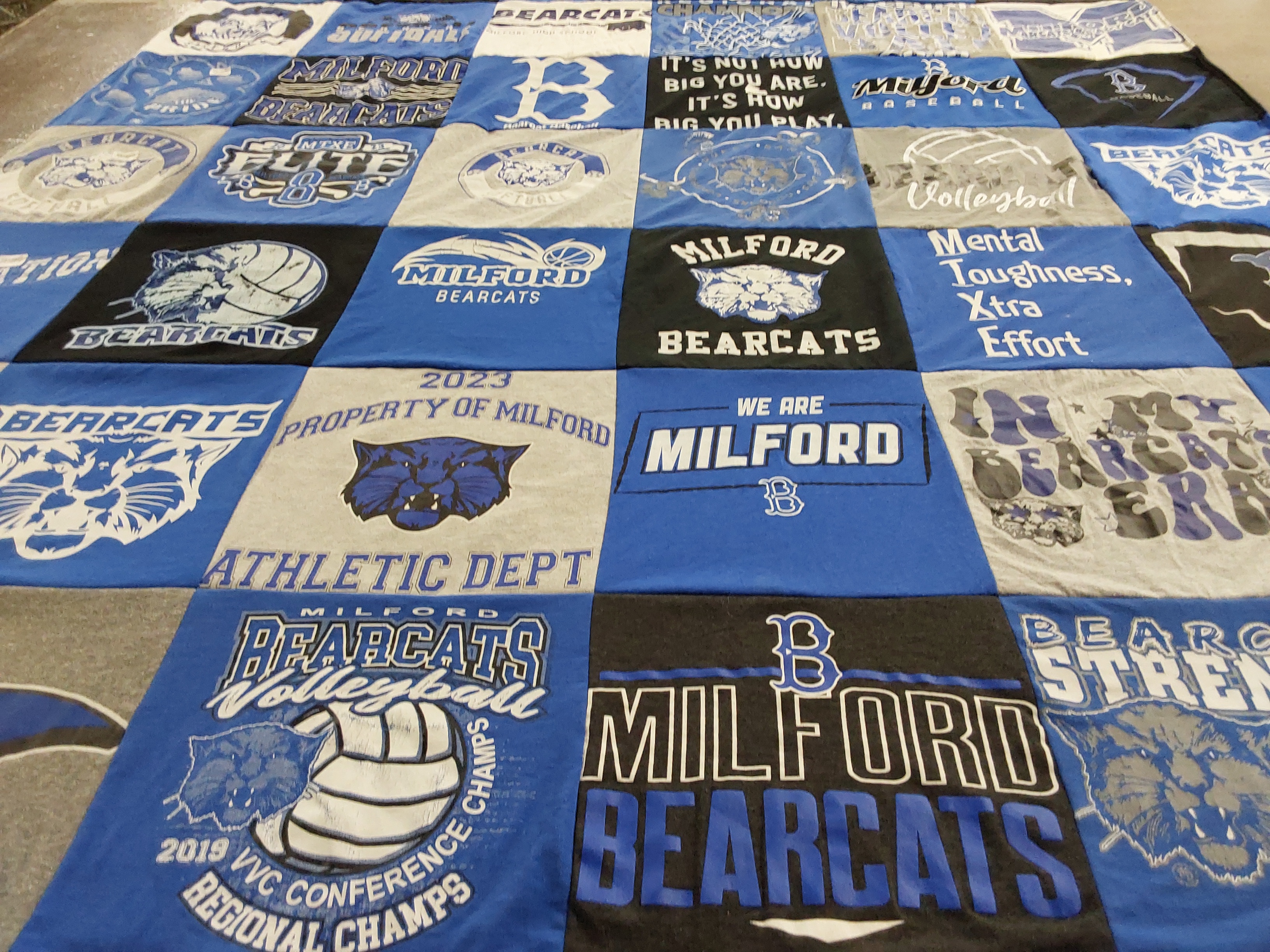 T-shirt quilt featuring milford bearcats by Tanya from IL
