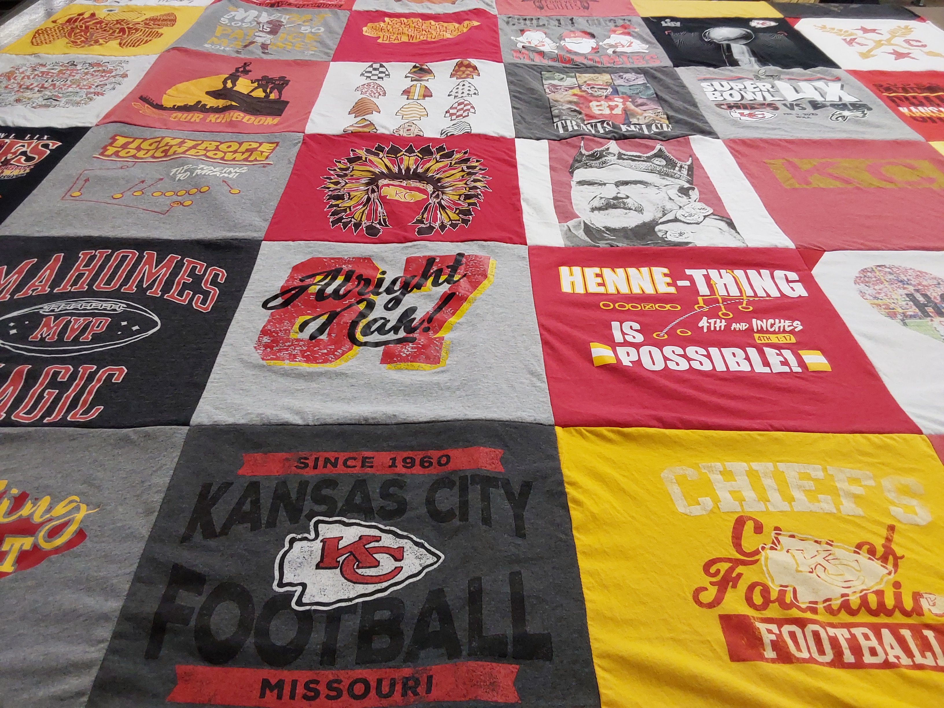 T-shirt quilt featuring kansas city chiefs football by Kara from FL
