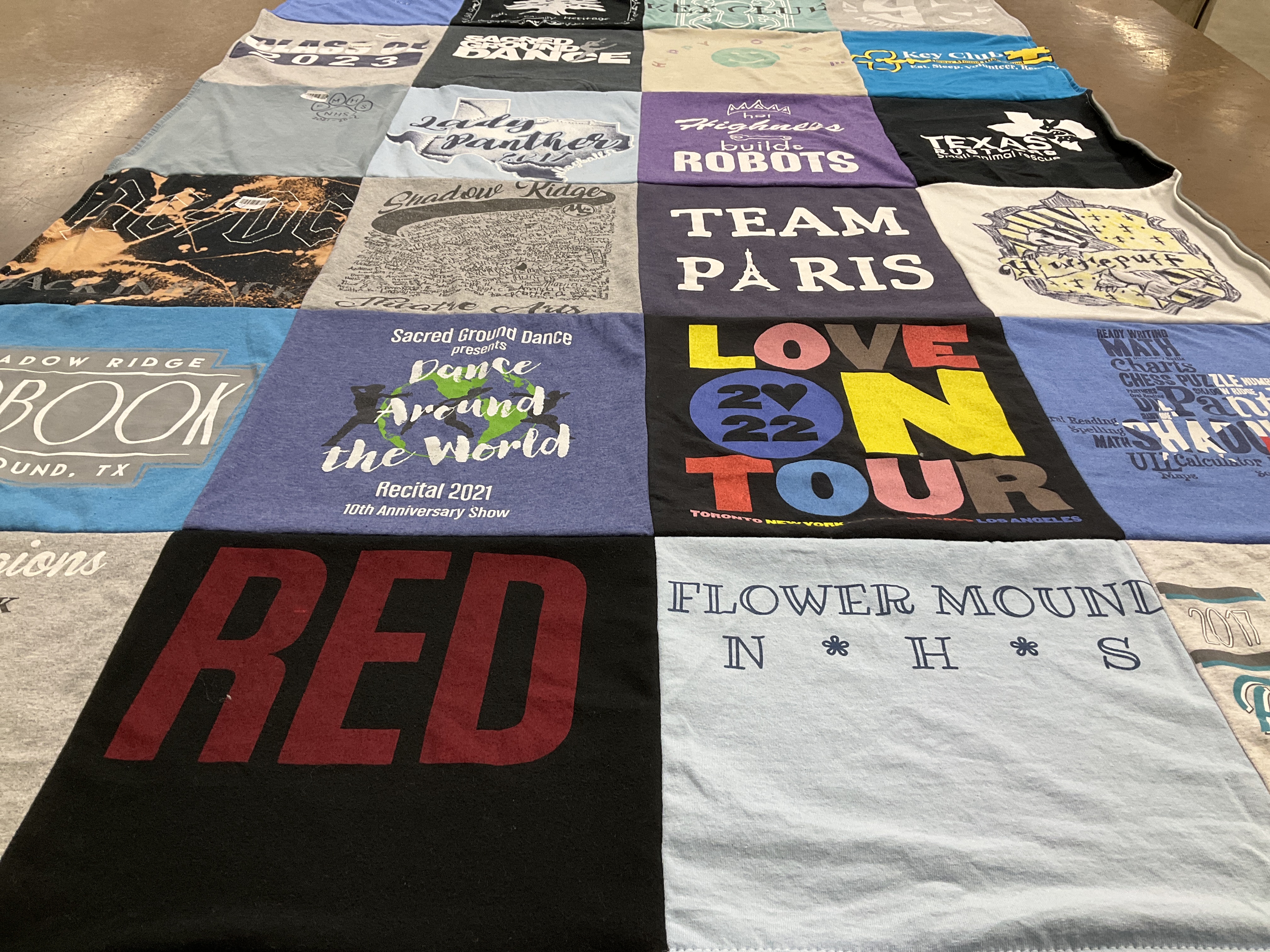 T-shirt quilt from flower mound high school, shadow ridge high school by Cynthia from TX
