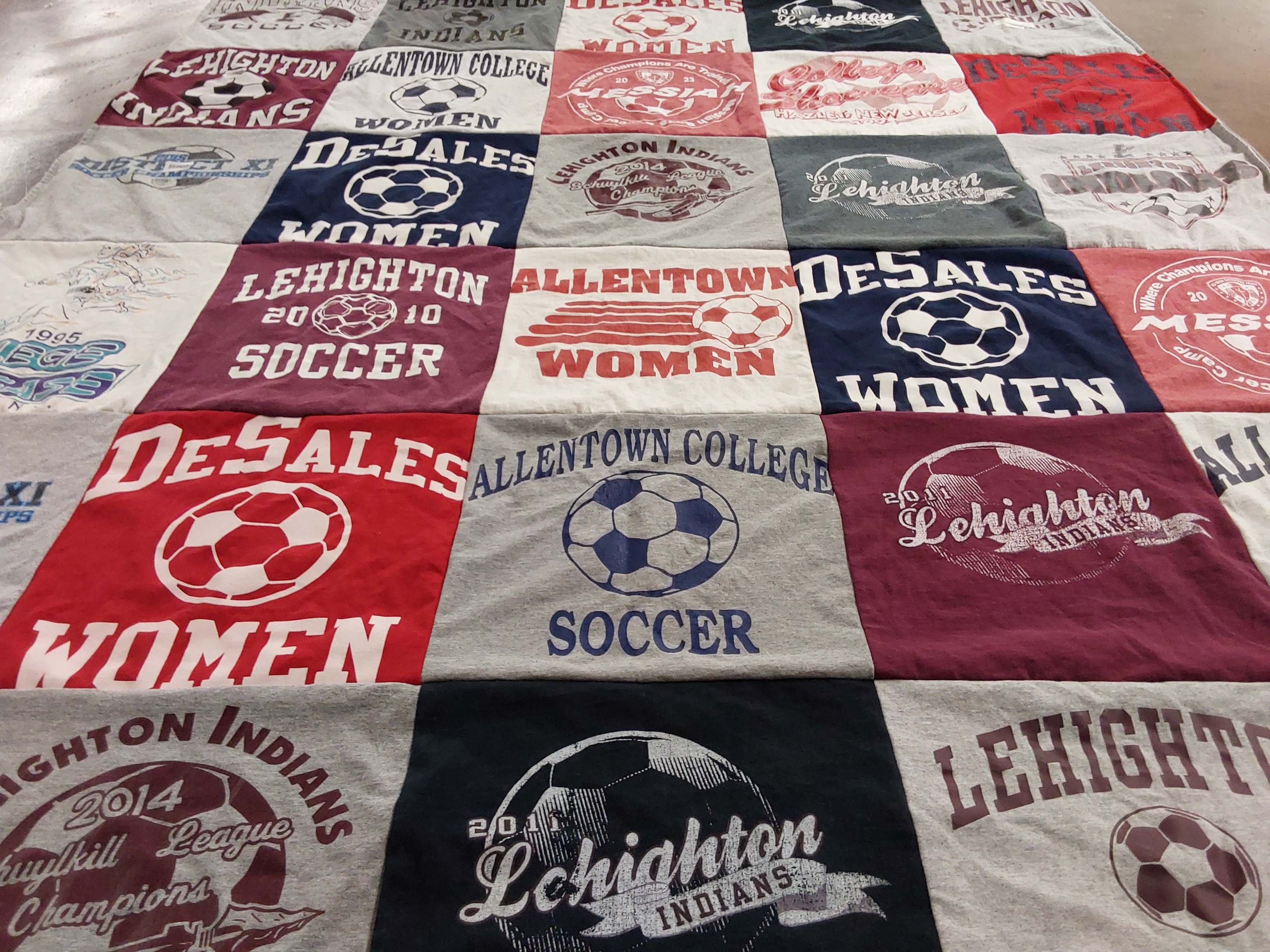T-shirt quilt featuring lehighton indians, allentown college women's soccer by David from PA