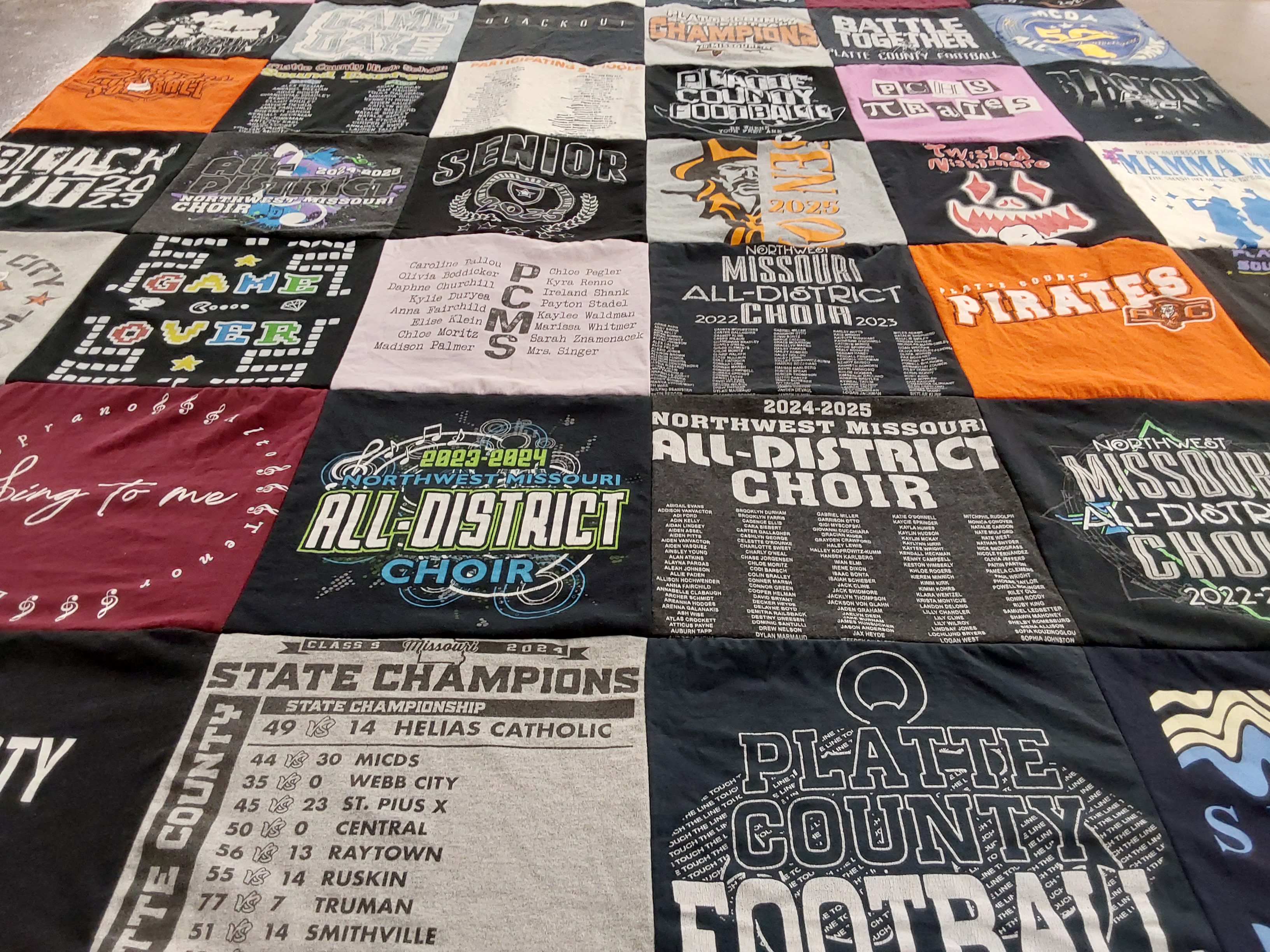 T-shirt quilt featuring platte county football by Katharine from MO