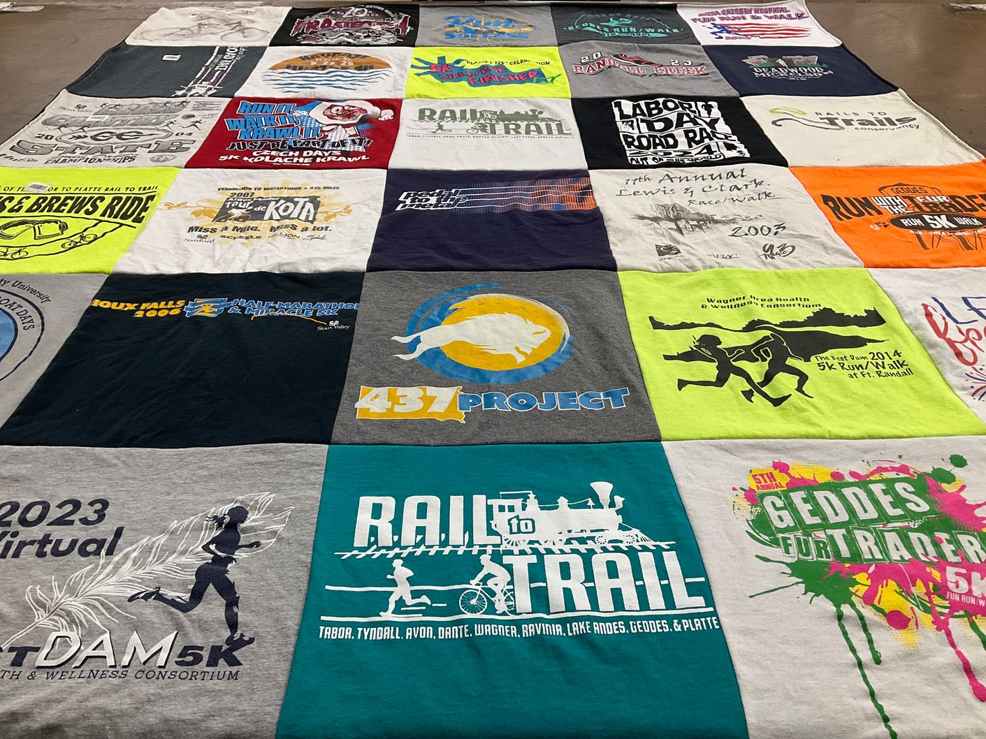 T-shirt quilt with running, health themes by Larry from SD