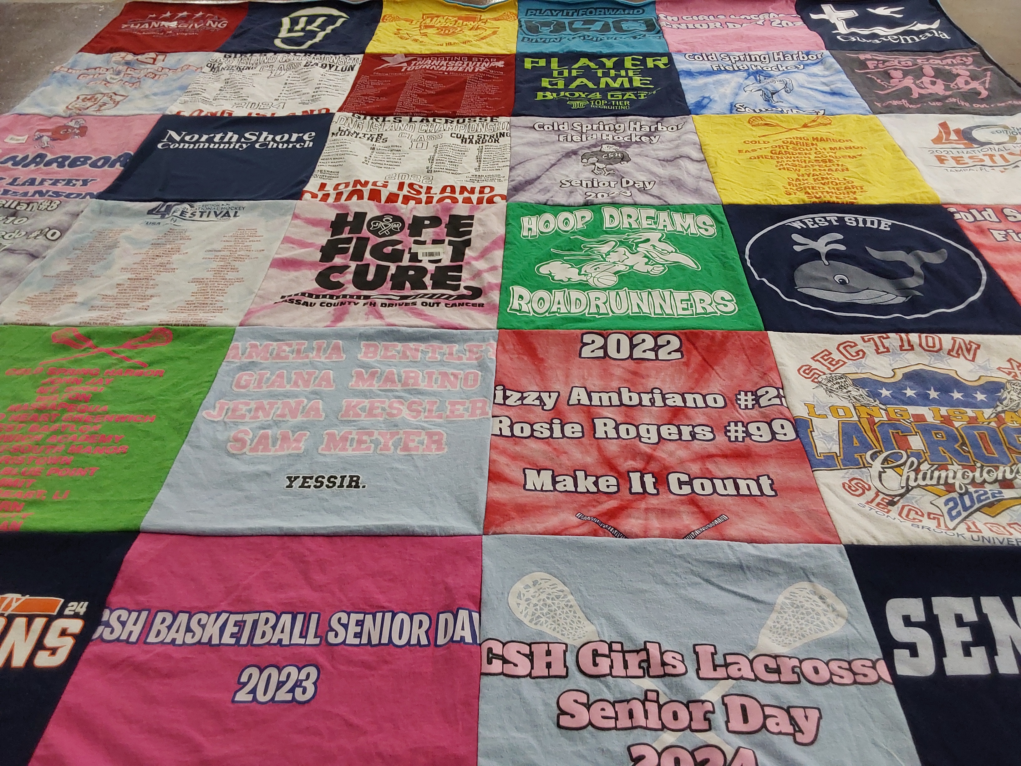 T-shirt quilt featuring cold spring harbor lacrosse, cold spring harbor basketball by Cathy from NY