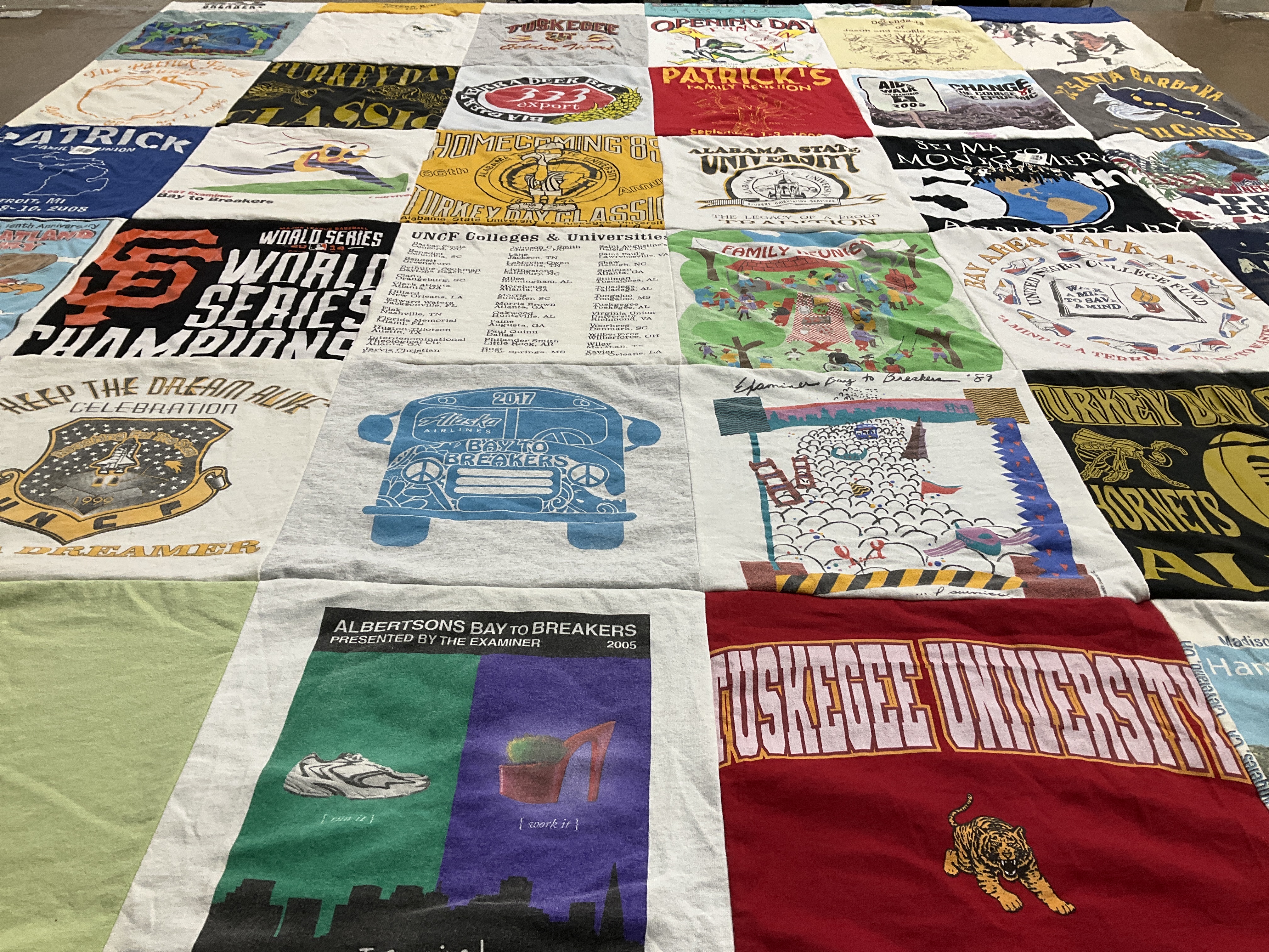 T-shirt quilt from tuskegee university by Orette from CA