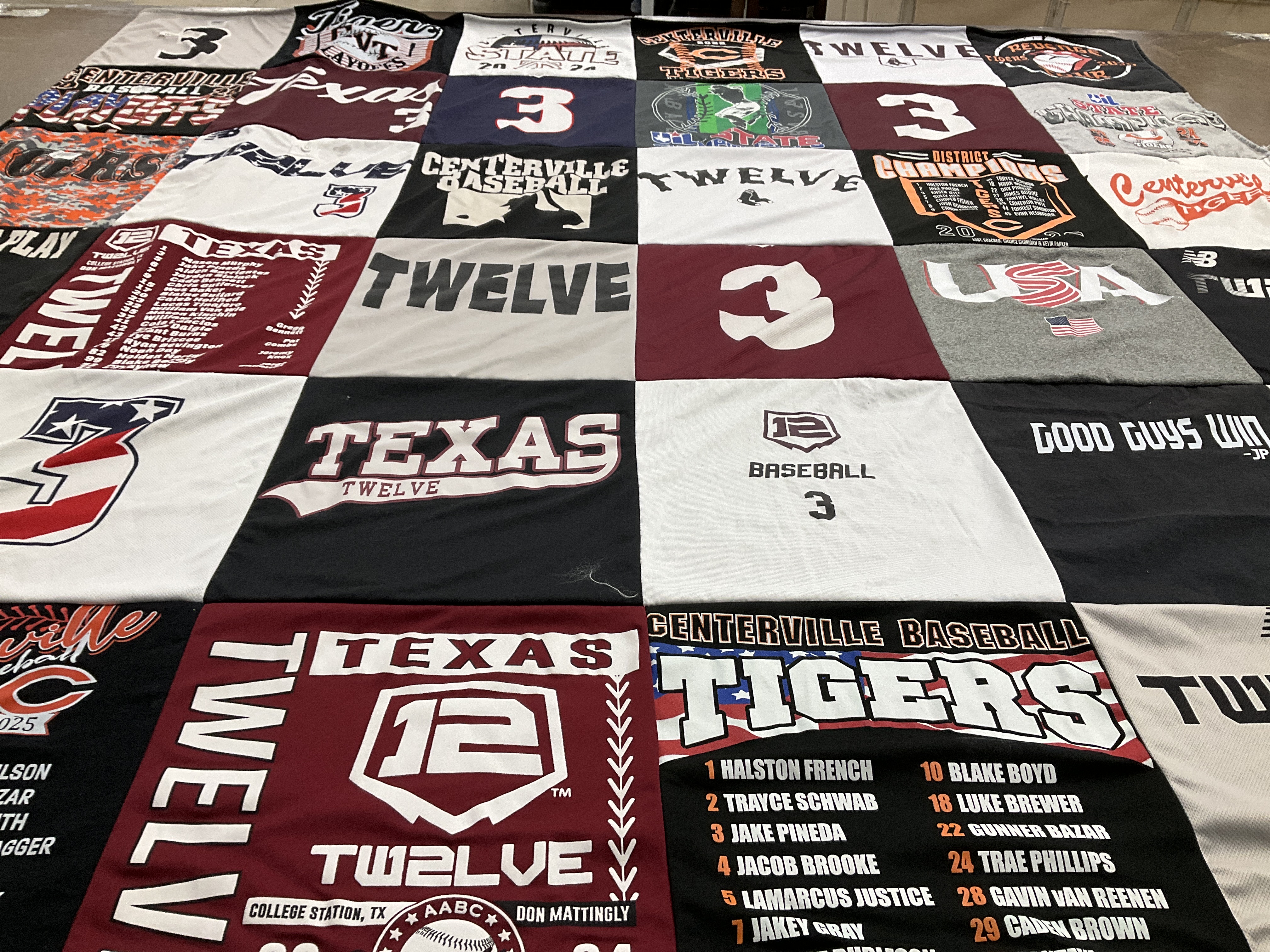 T-shirt quilt featuring centerville tigers by Casey from TX