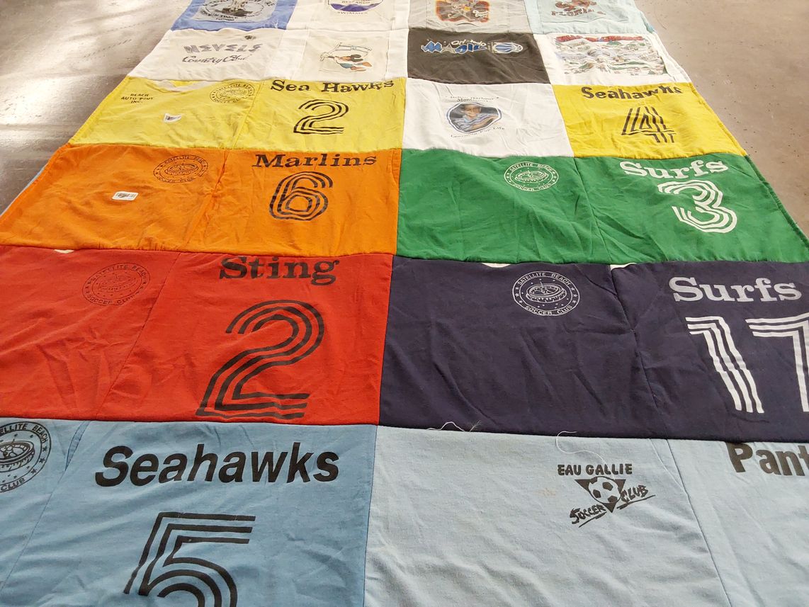T-shirt quilt featuring seahawks, surfs by Eleanor from FL