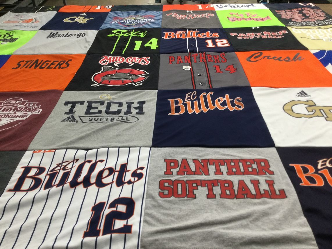 T-shirt quilt featuring panther softball, ec bullets by Trena from GA