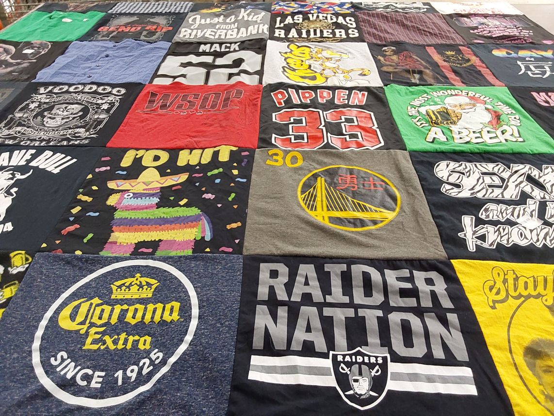 T-shirt quilt featuring las vegas raiders by Monique from CA