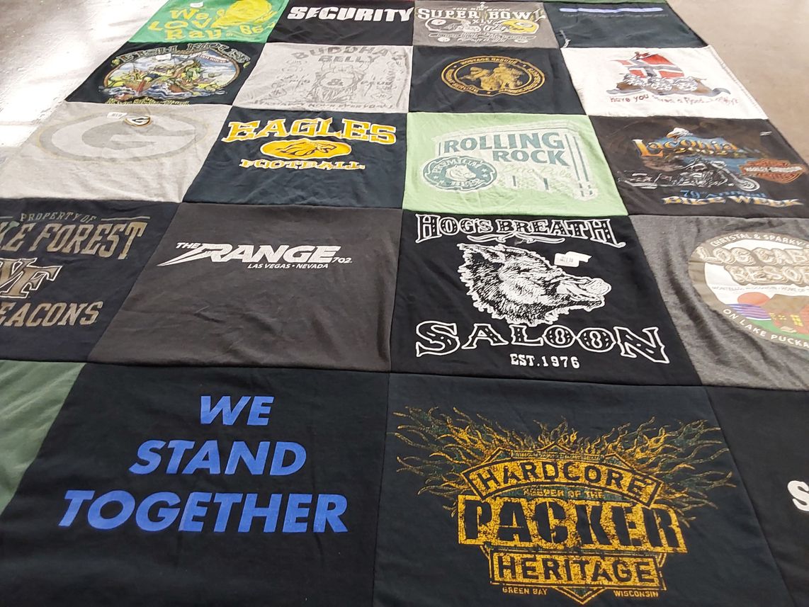 T-shirt quilt featuring green bay packers by Sandy from WI