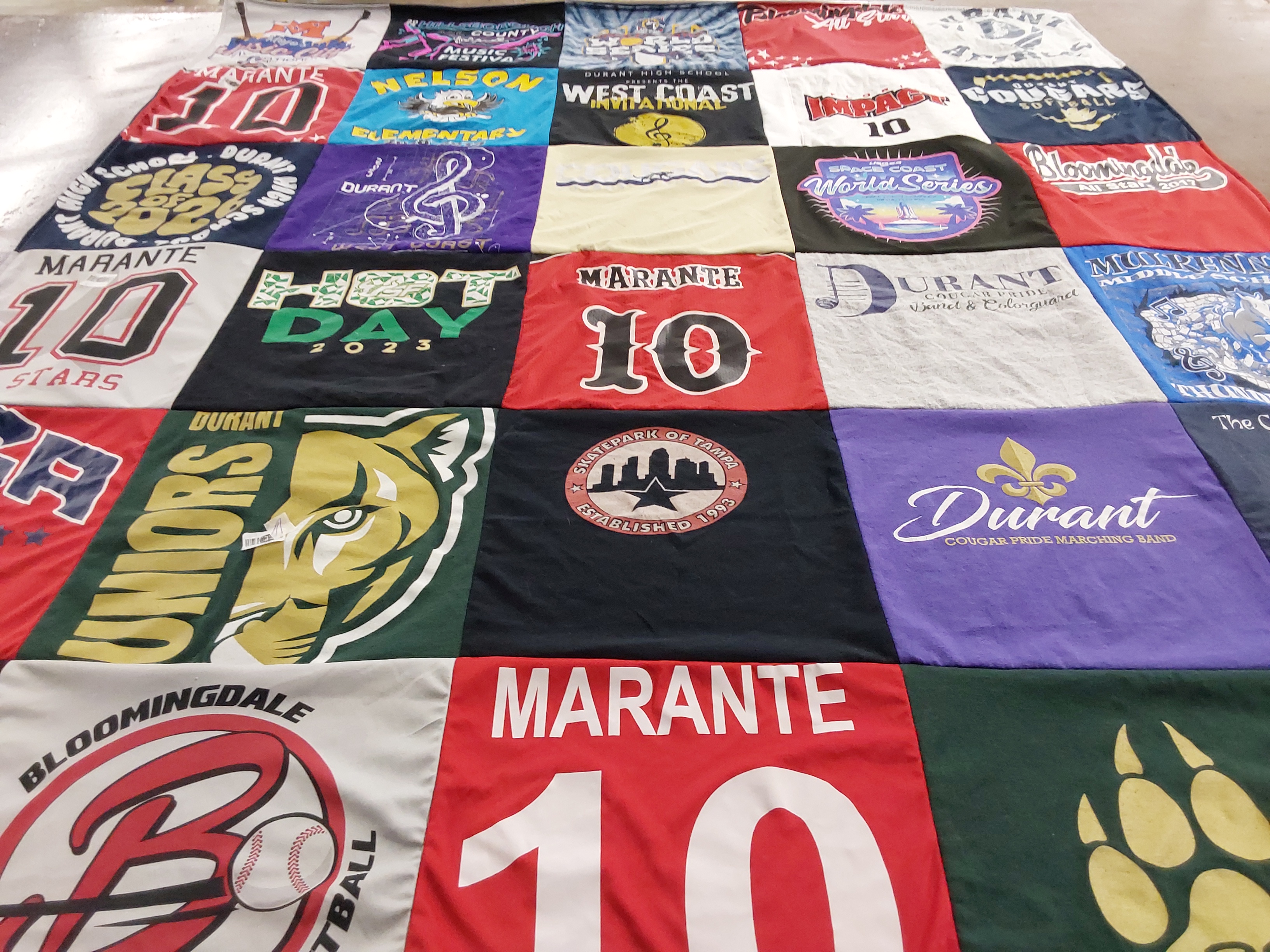 T-shirt quilt featuring durant junior team, bloomingdale baseball team by Amanda from FL
