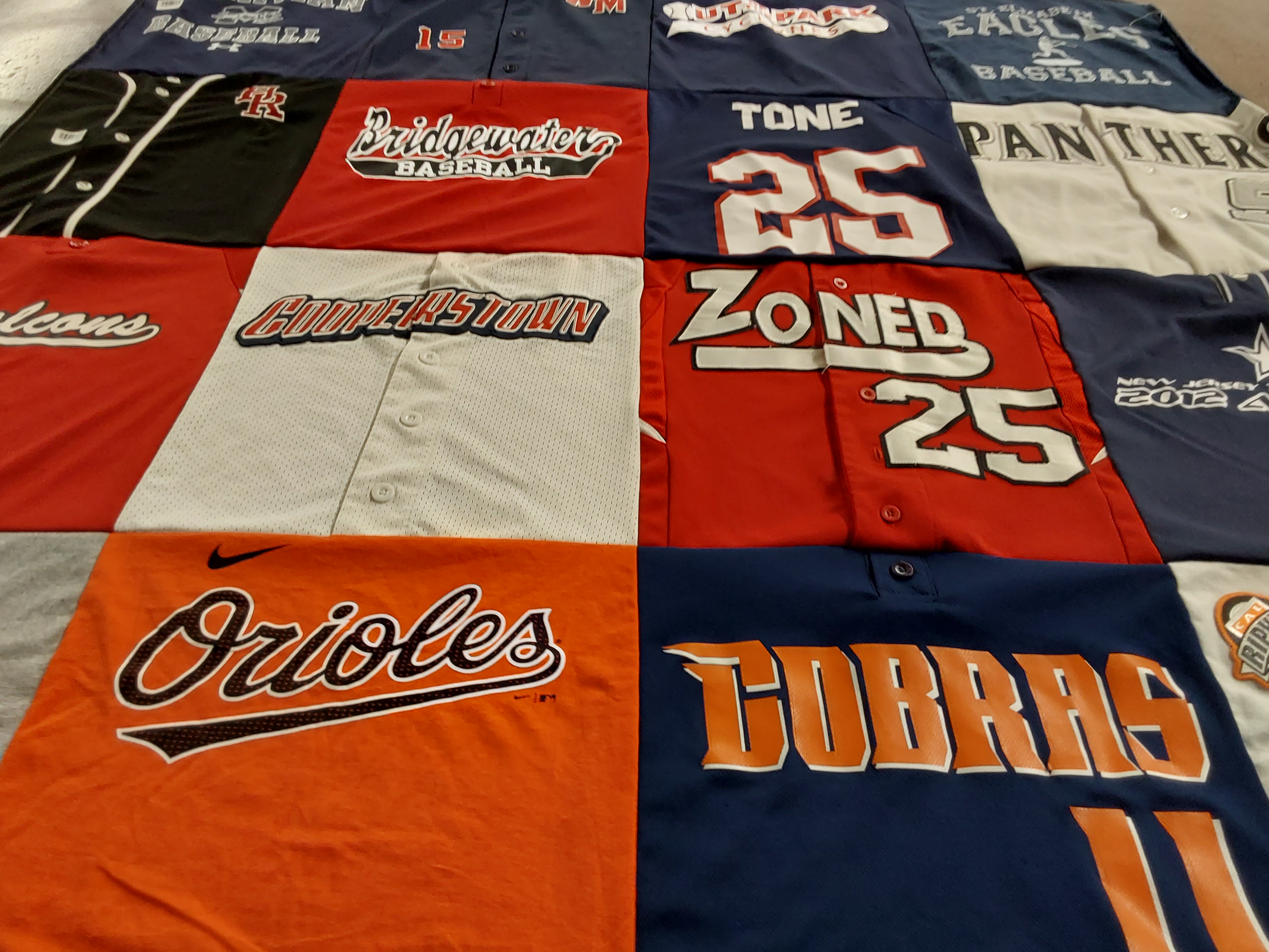 T-shirt quilt with baseball themes by Cynthia from NJ