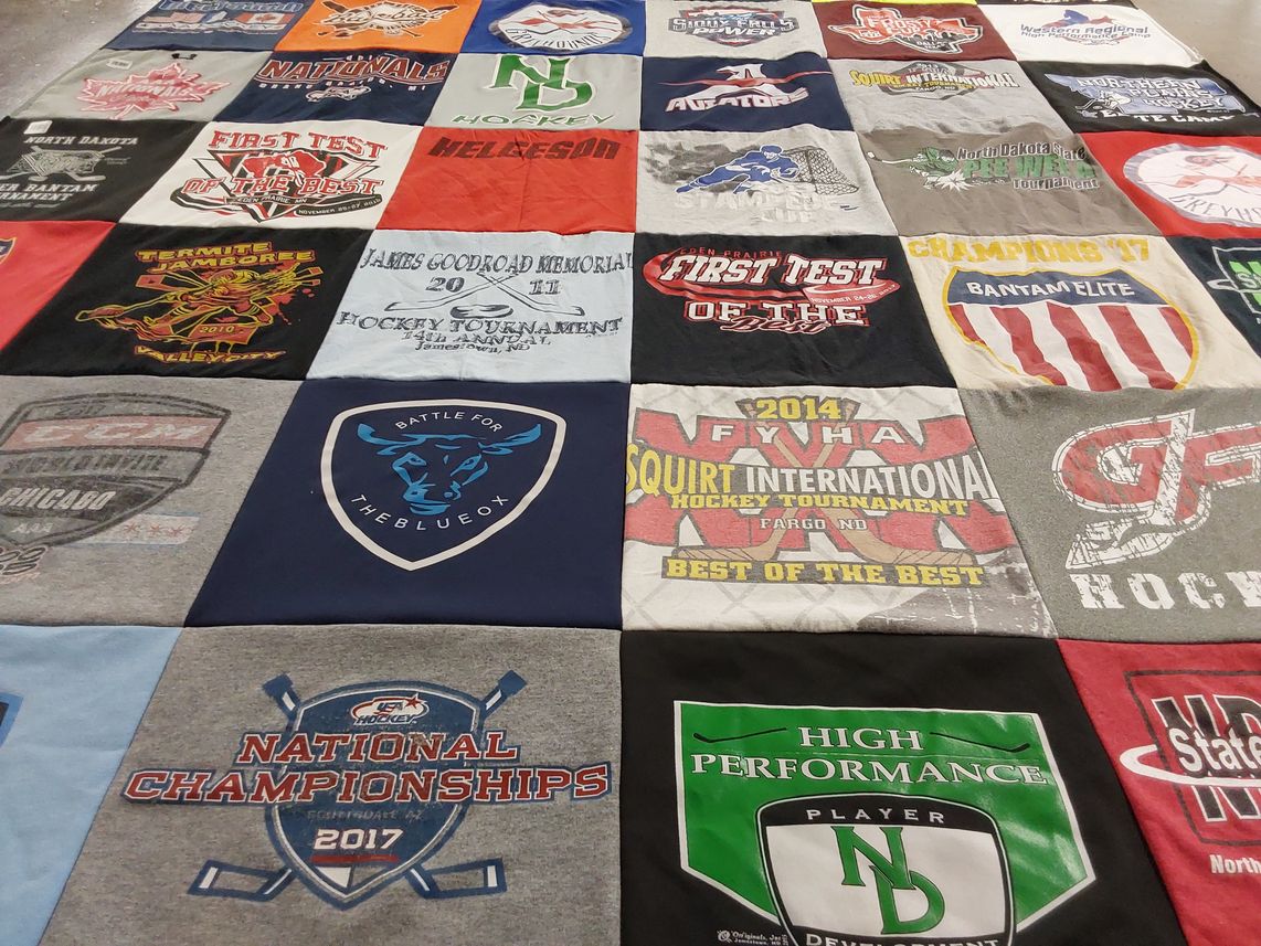T-shirt quilt featuring north dakota state university hockey by Danielle from ND