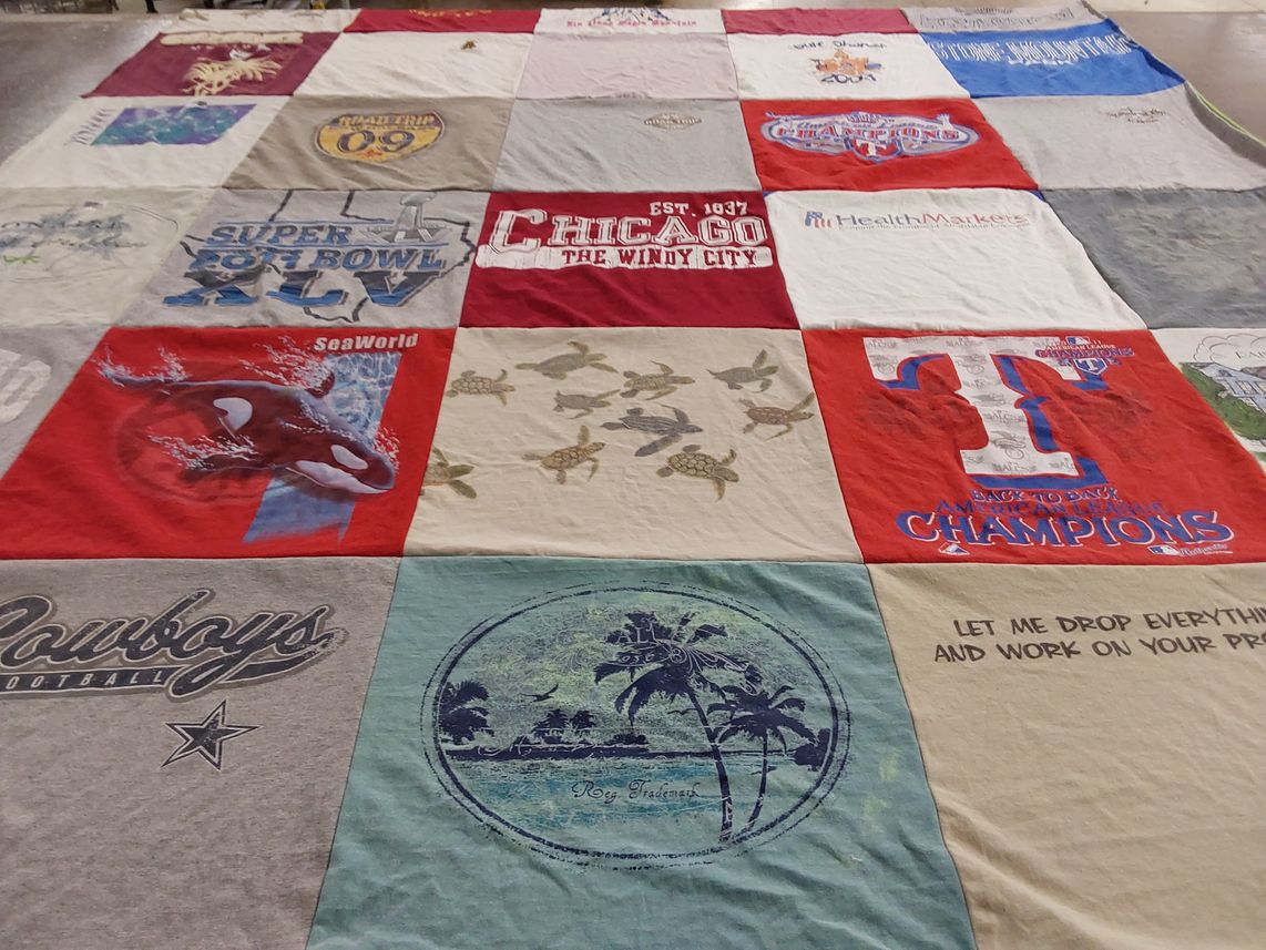 T-shirt quilt featuring dallas cowboys football, texas rangers by Jack from TX