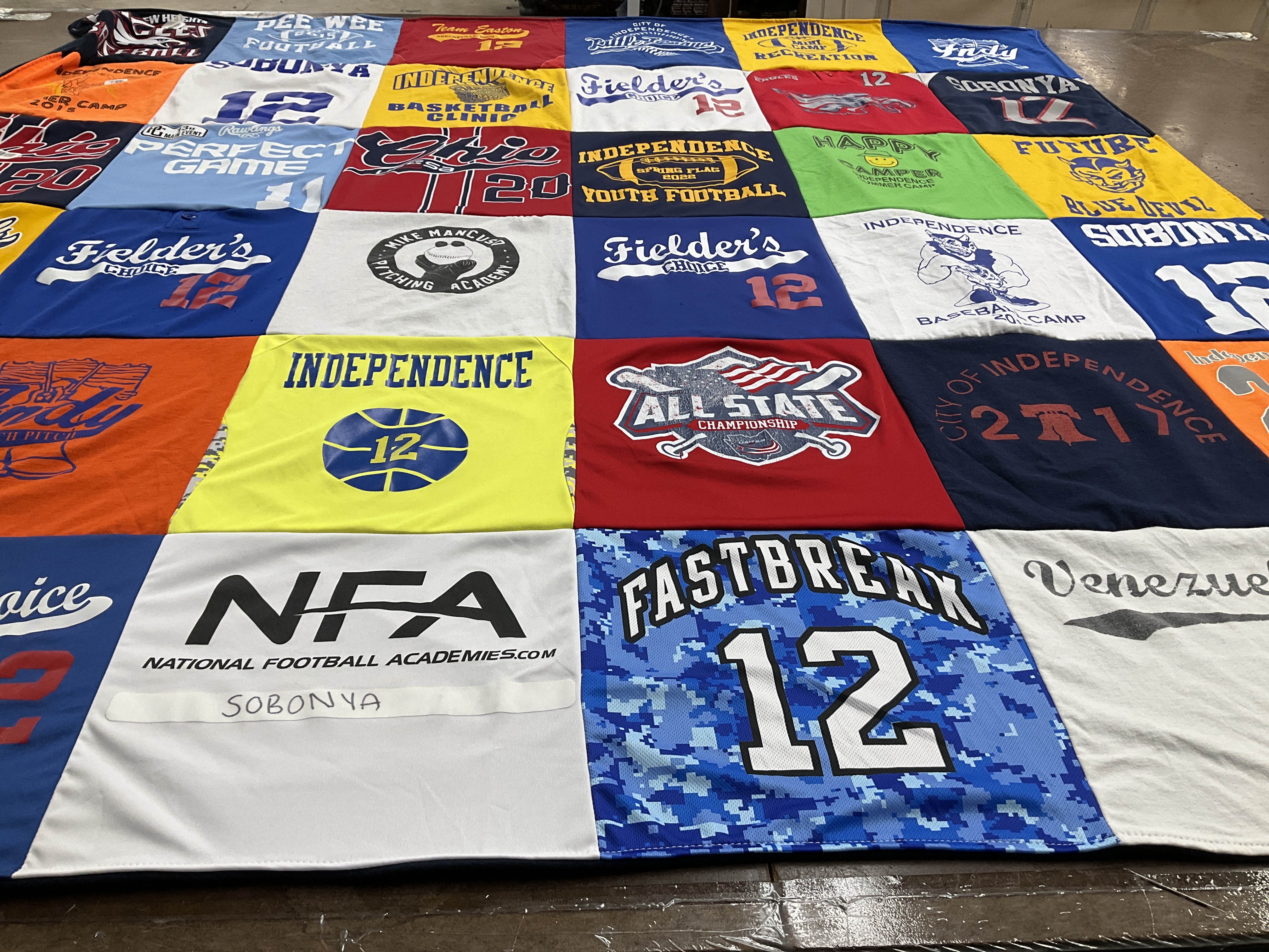 T-shirt quilt featuring independence youth football, independence basketball camp by Chrissy from OH