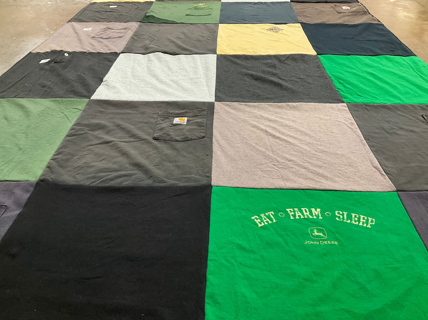 T-shirt quilt with farming, agriculture themes by Amy from TN