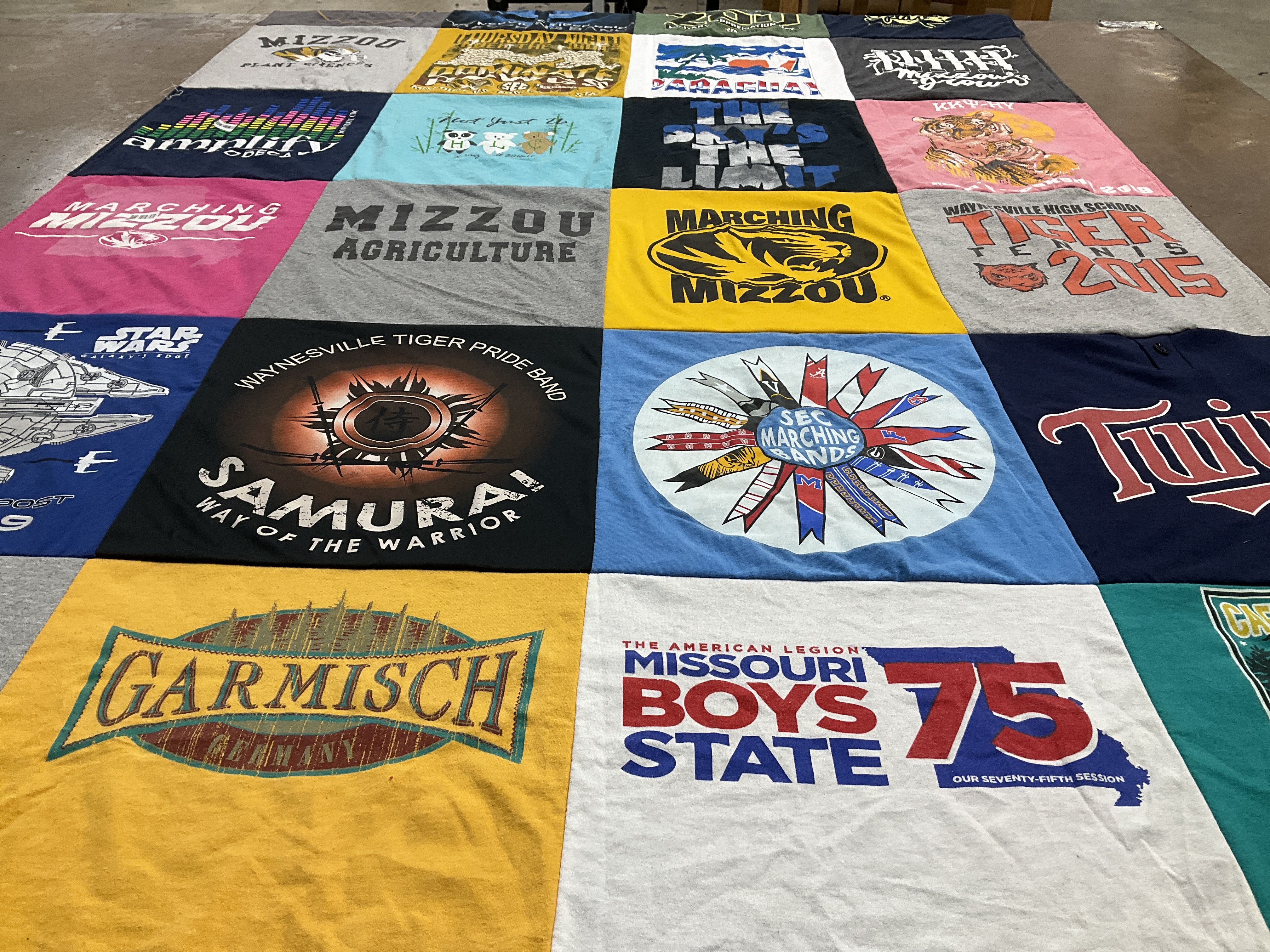 T-shirt quilt featuring marching mizzou, waynesville tigers by Jenifer from MO