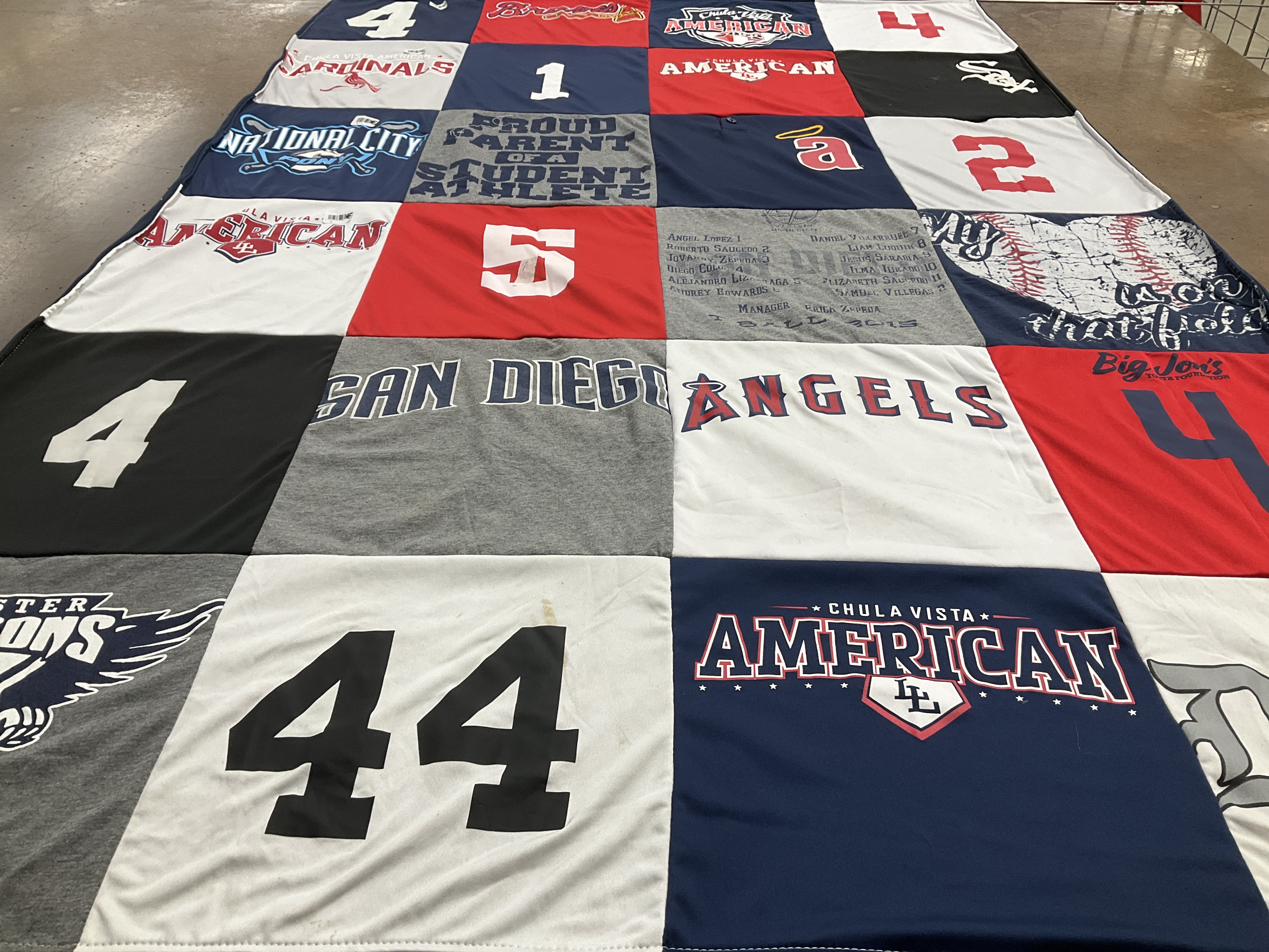 T-shirt quilt featuring angels, cardinals by Ashley from CA