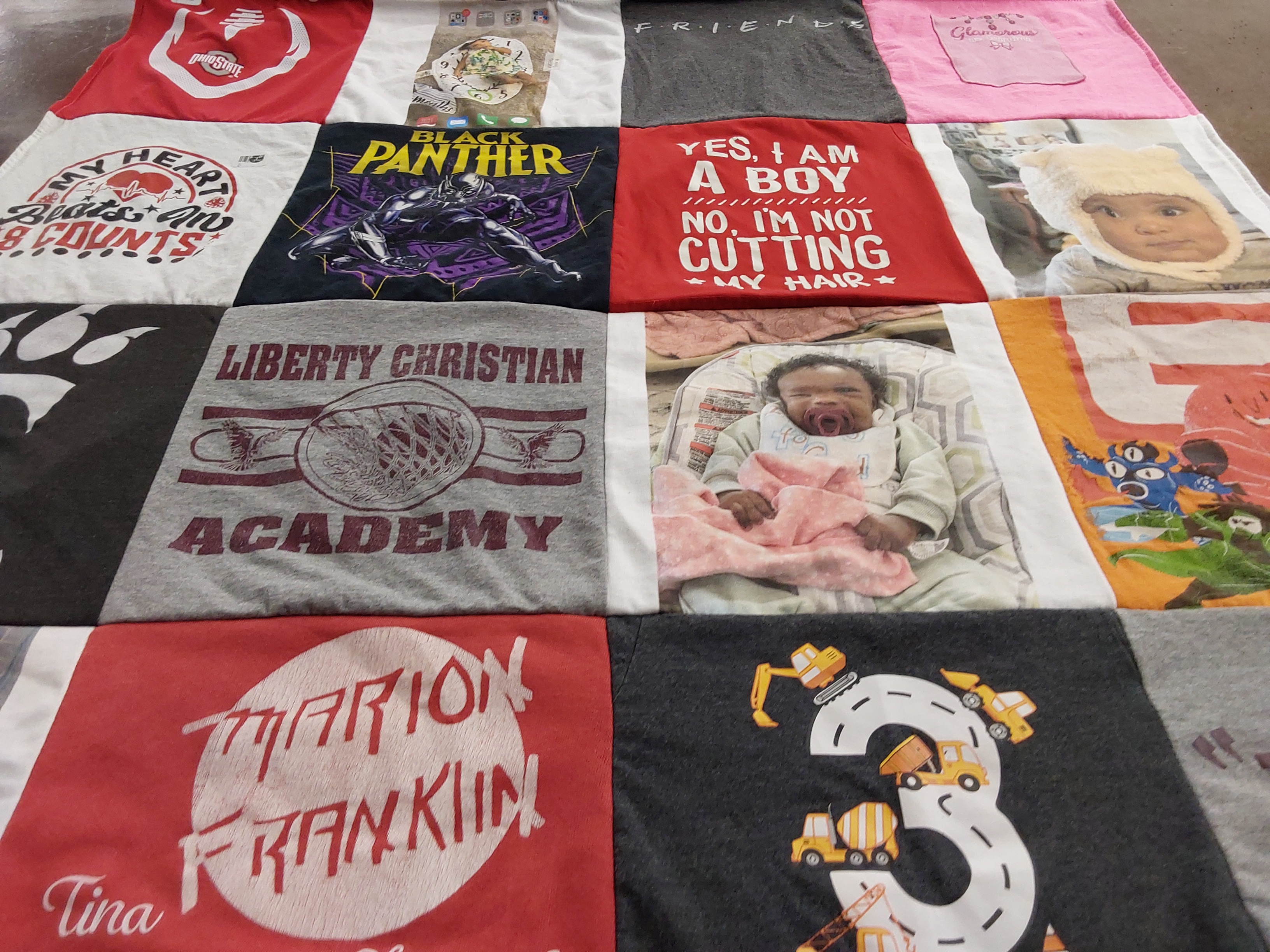 T-shirt quilt from marion franklin high school, liberty christian academy by Tina from OH