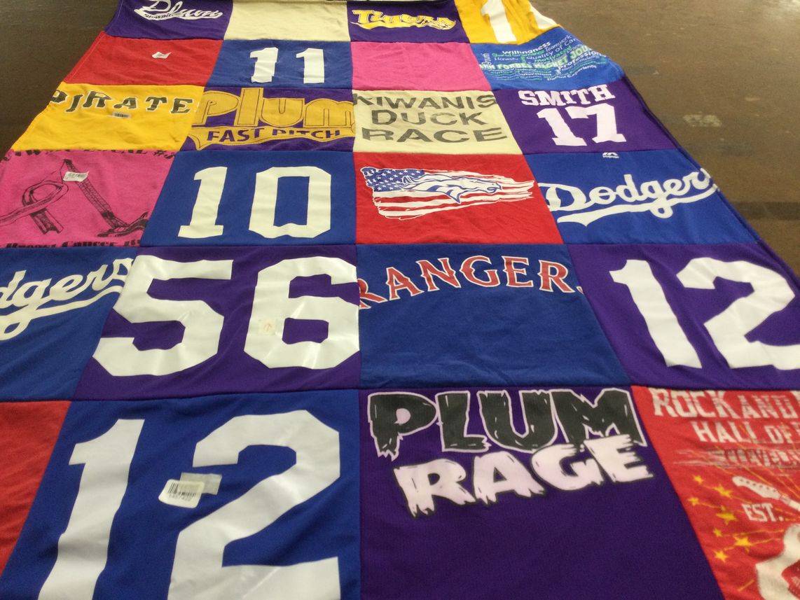 T-shirt quilt featuring dodgers, rangers by Carrie from PA