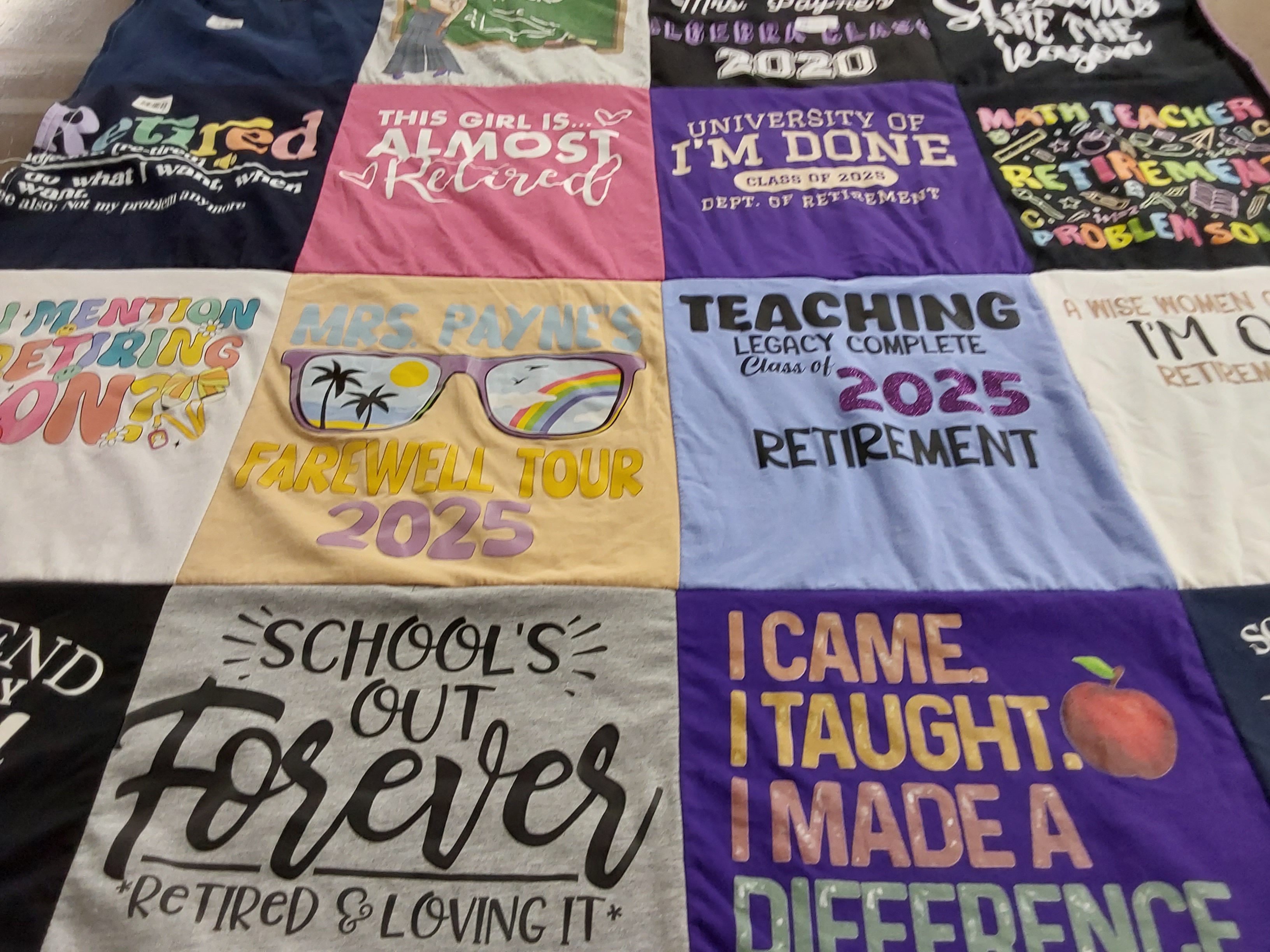 T-shirt quilt from university of i'm done by Debra from NY