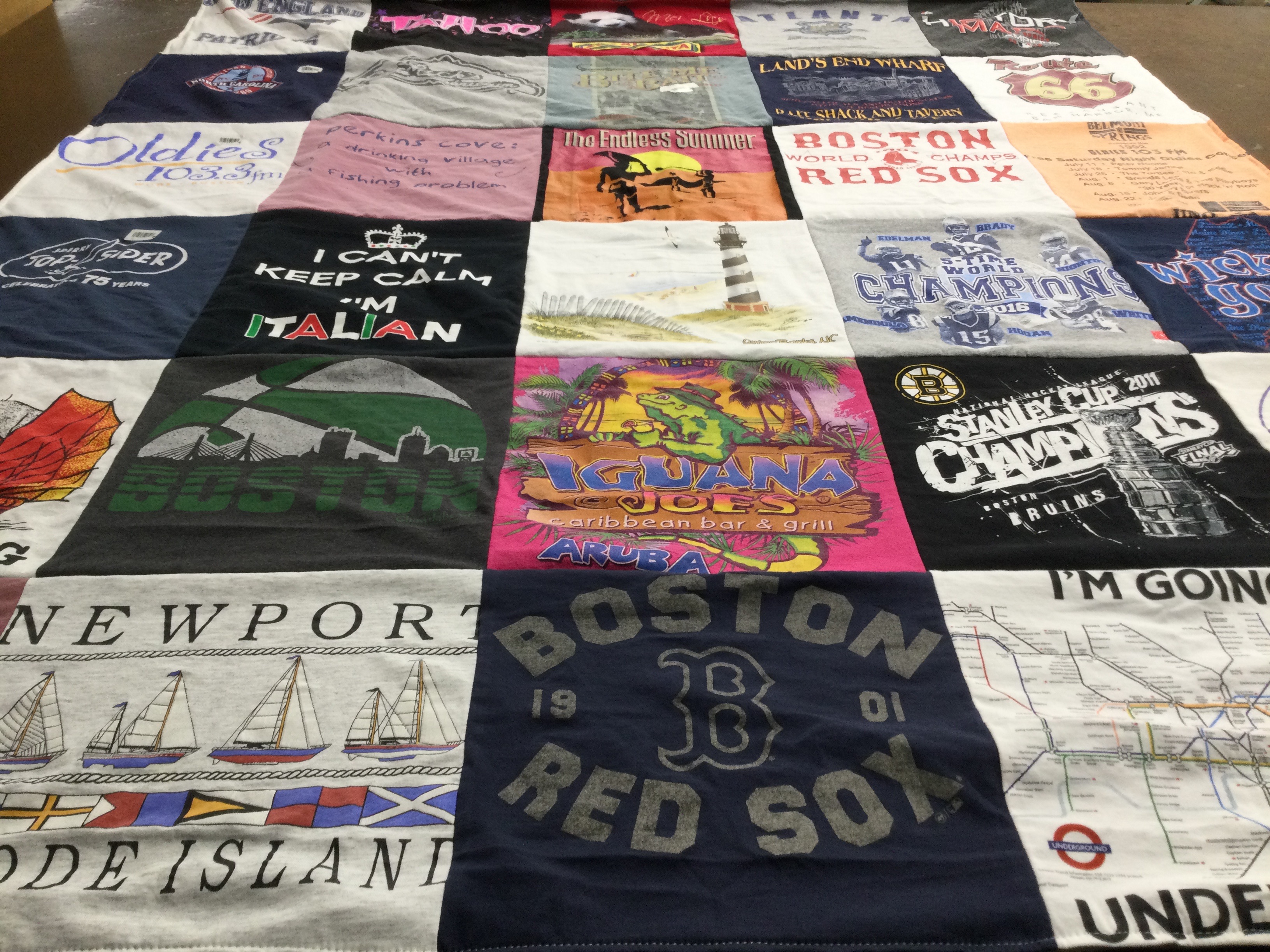T-shirt quilt featuring boston red sox, boston bruins by Mary Beth from MA