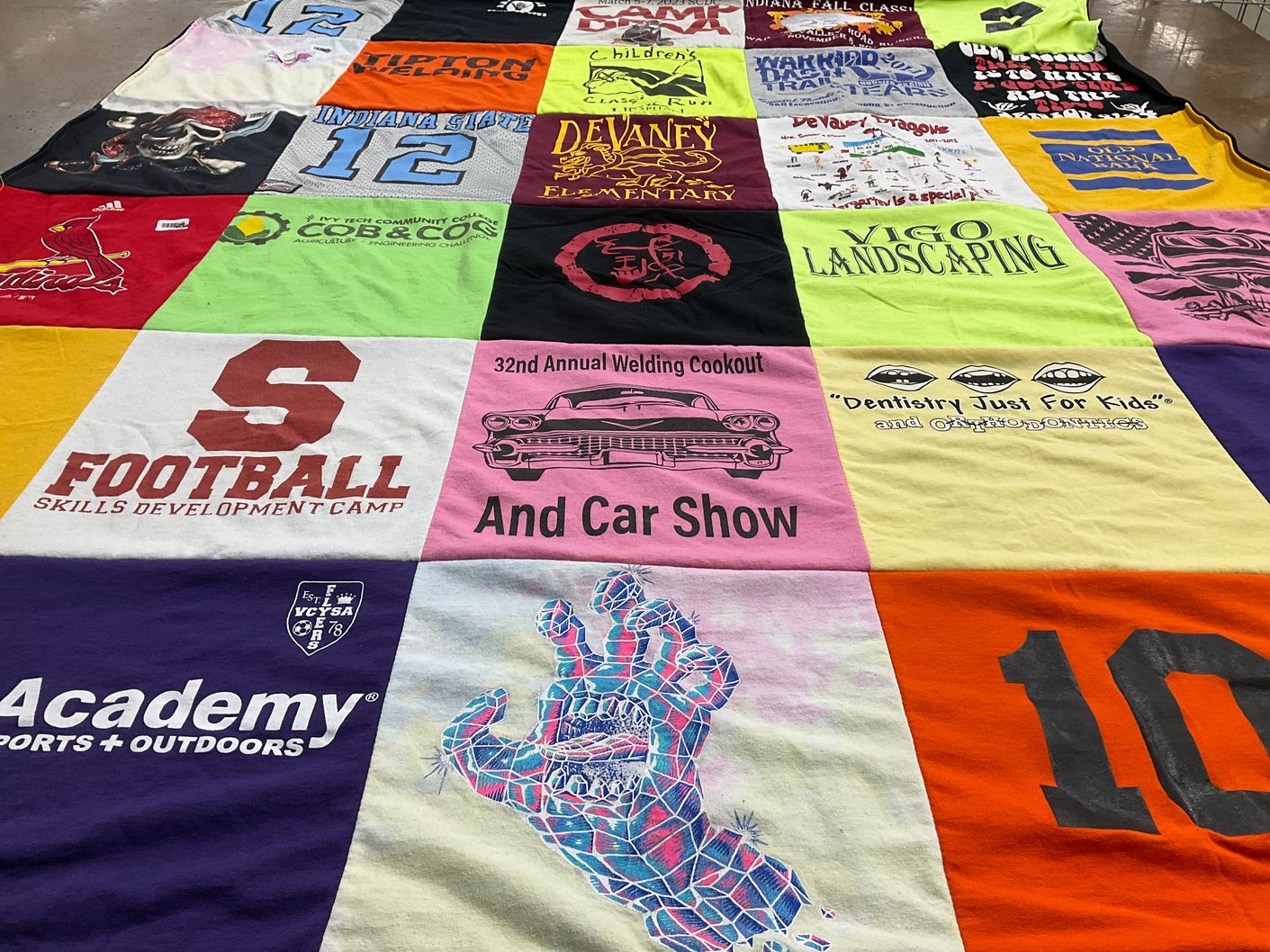 T-shirt quilt featuring football skills development camp by Melissa from IN