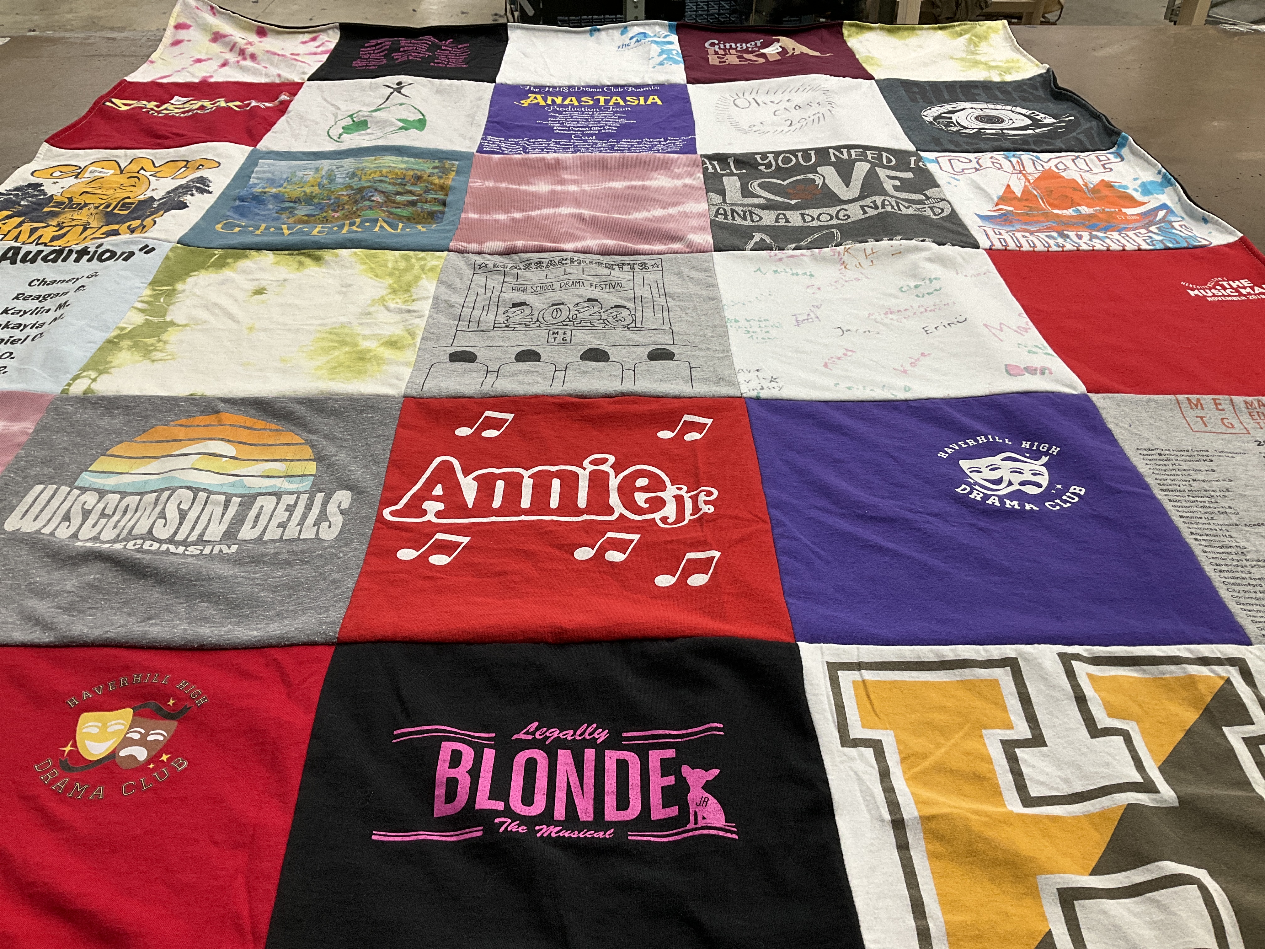 T-shirt quilt from haverhill high school by Marcella from MA