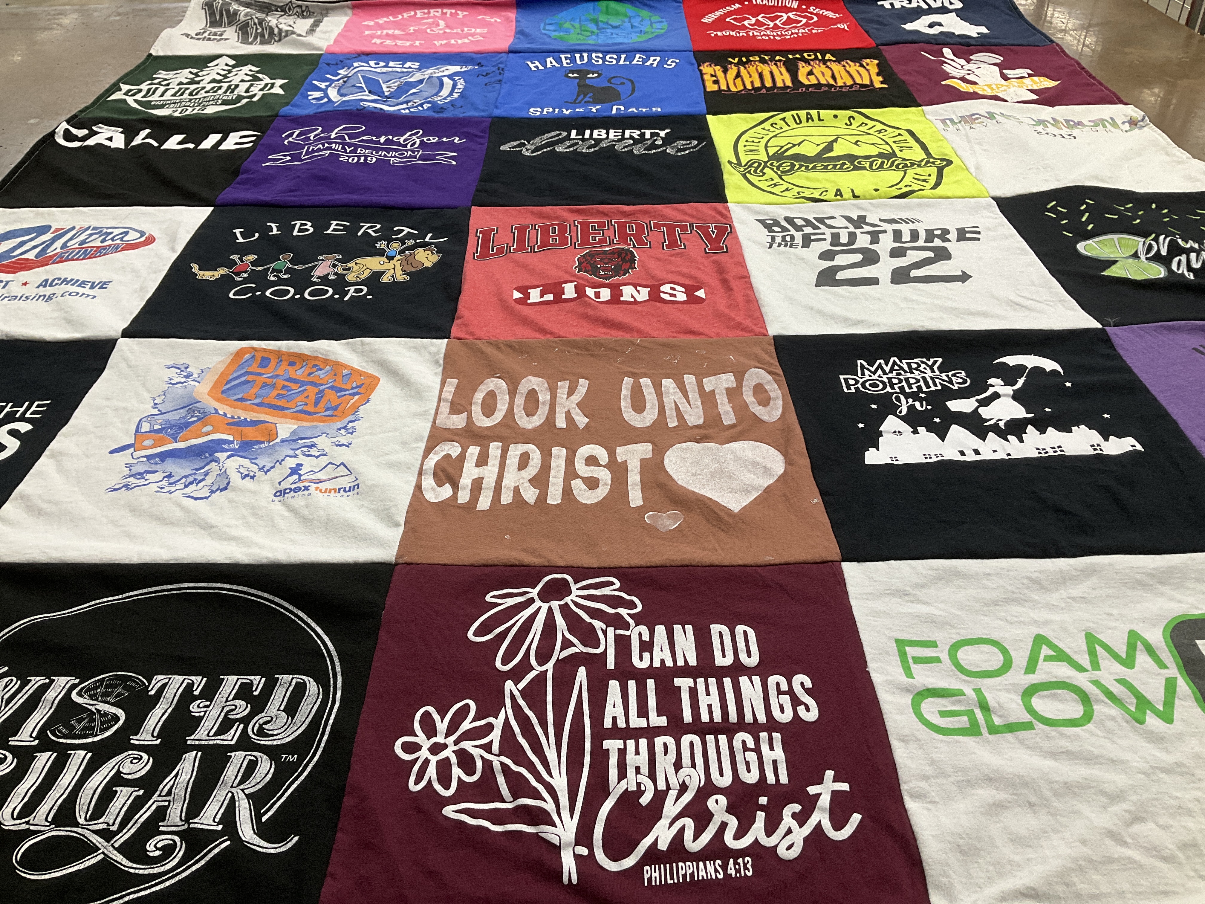T-shirt quilt from liberty high school, eighth grade by Natalie from AZ