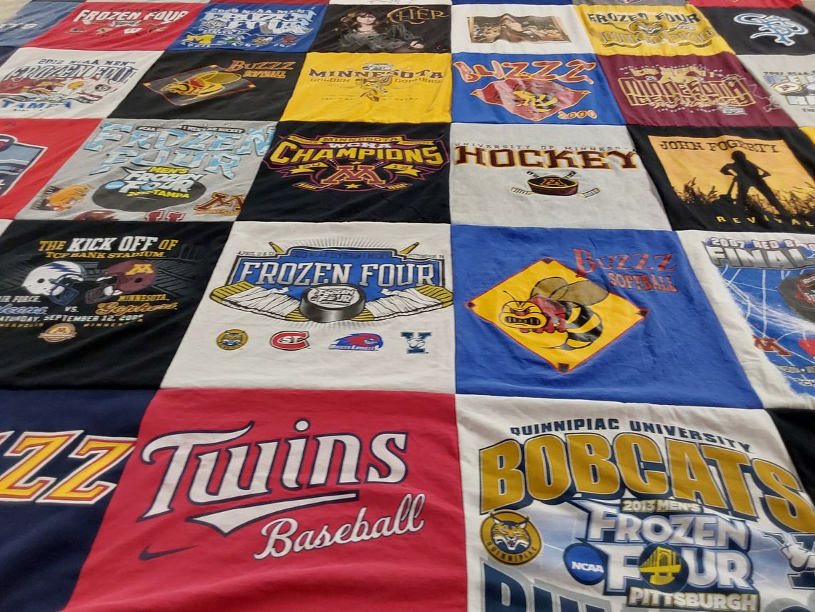 T-shirt quilt from quinnipiac university, university of minnesota by rick from MN