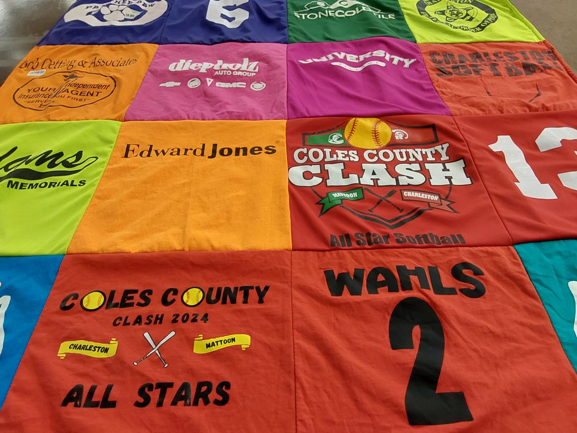 T-shirt quilt with softball themes by Dustha from IL