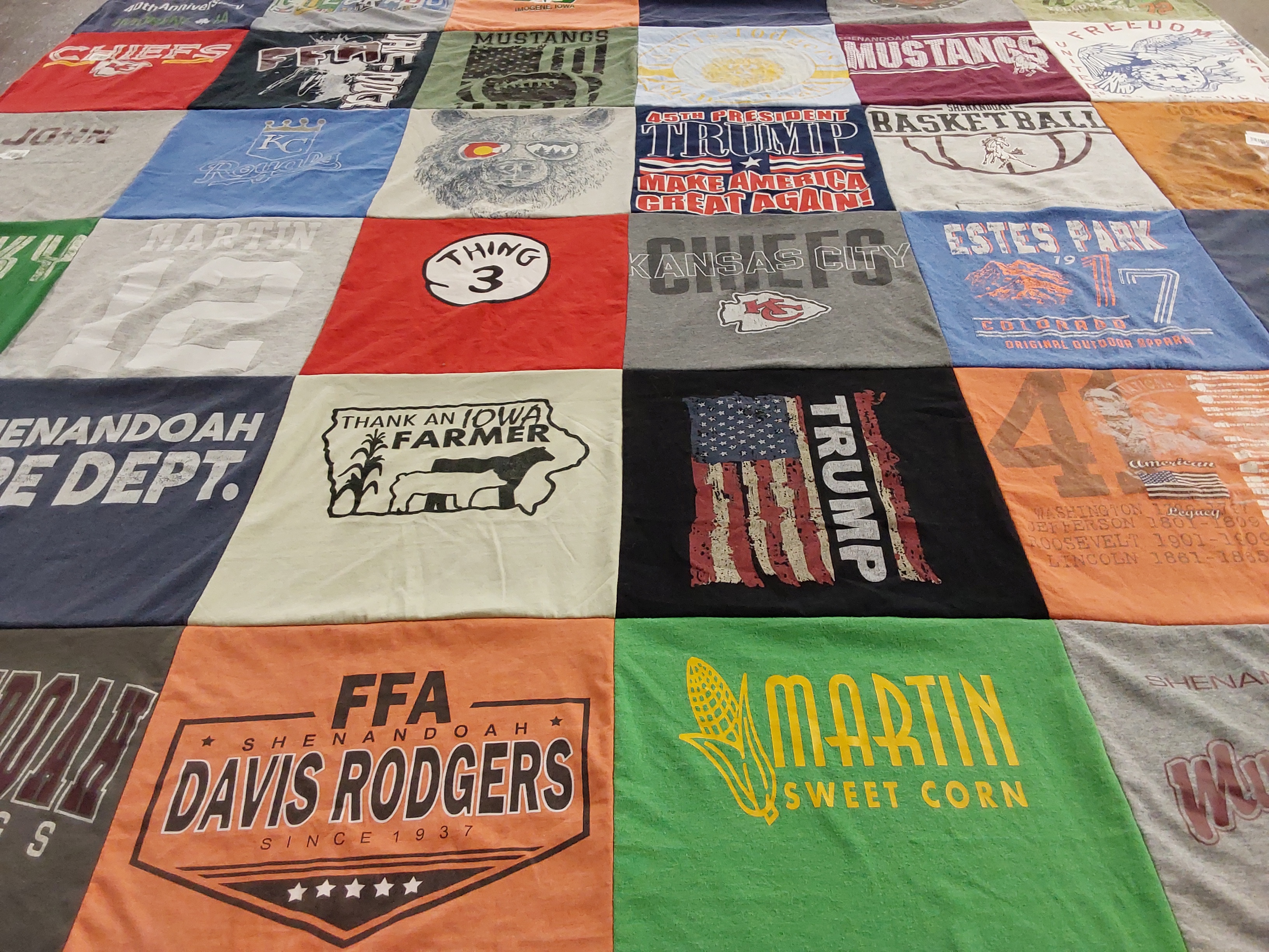 T-shirt quilt featuring kansas city chiefs, kansas city royals by Kari from IA