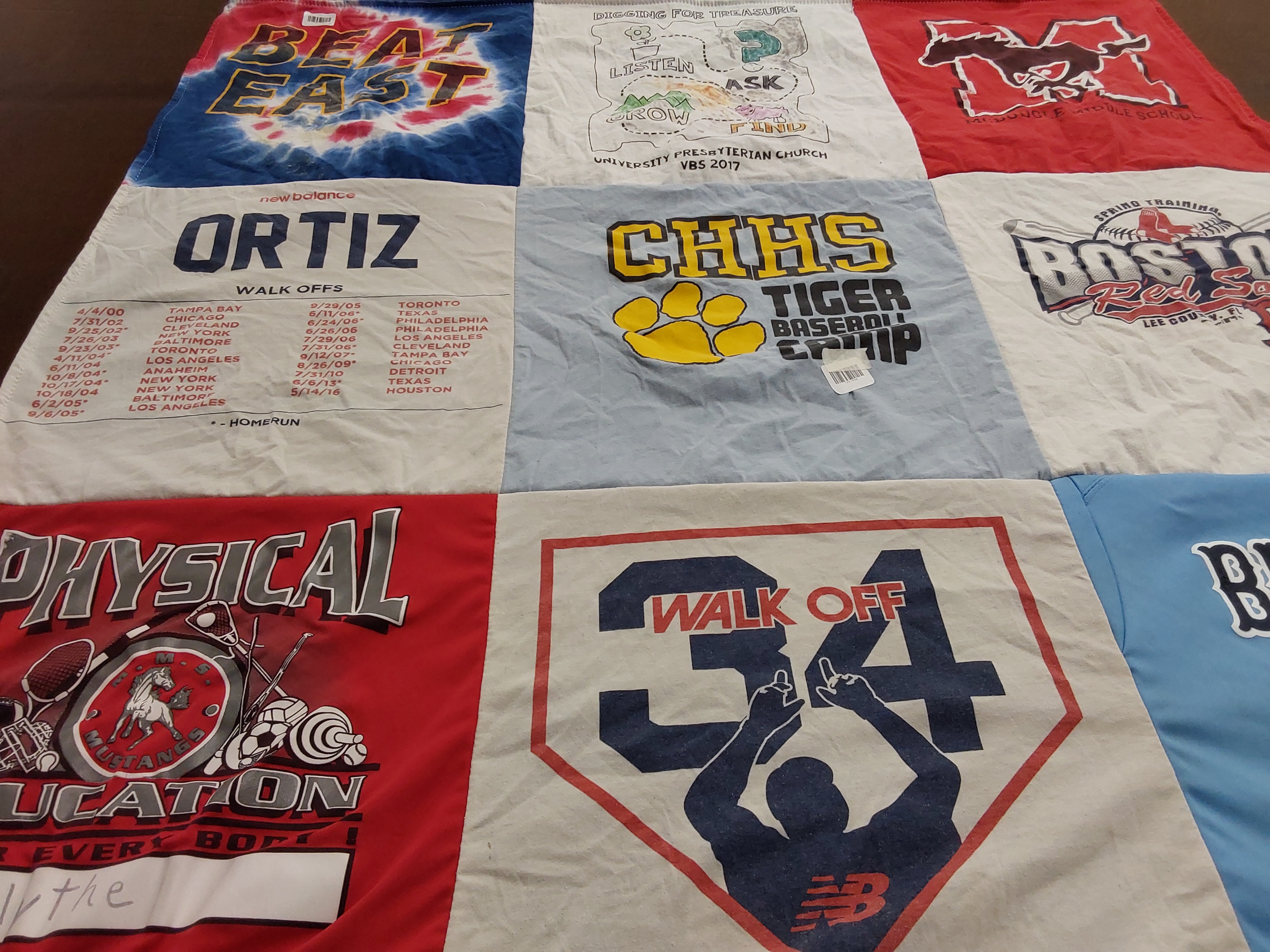 T-shirt quilt featuring boston red sox by Mellicent from NC