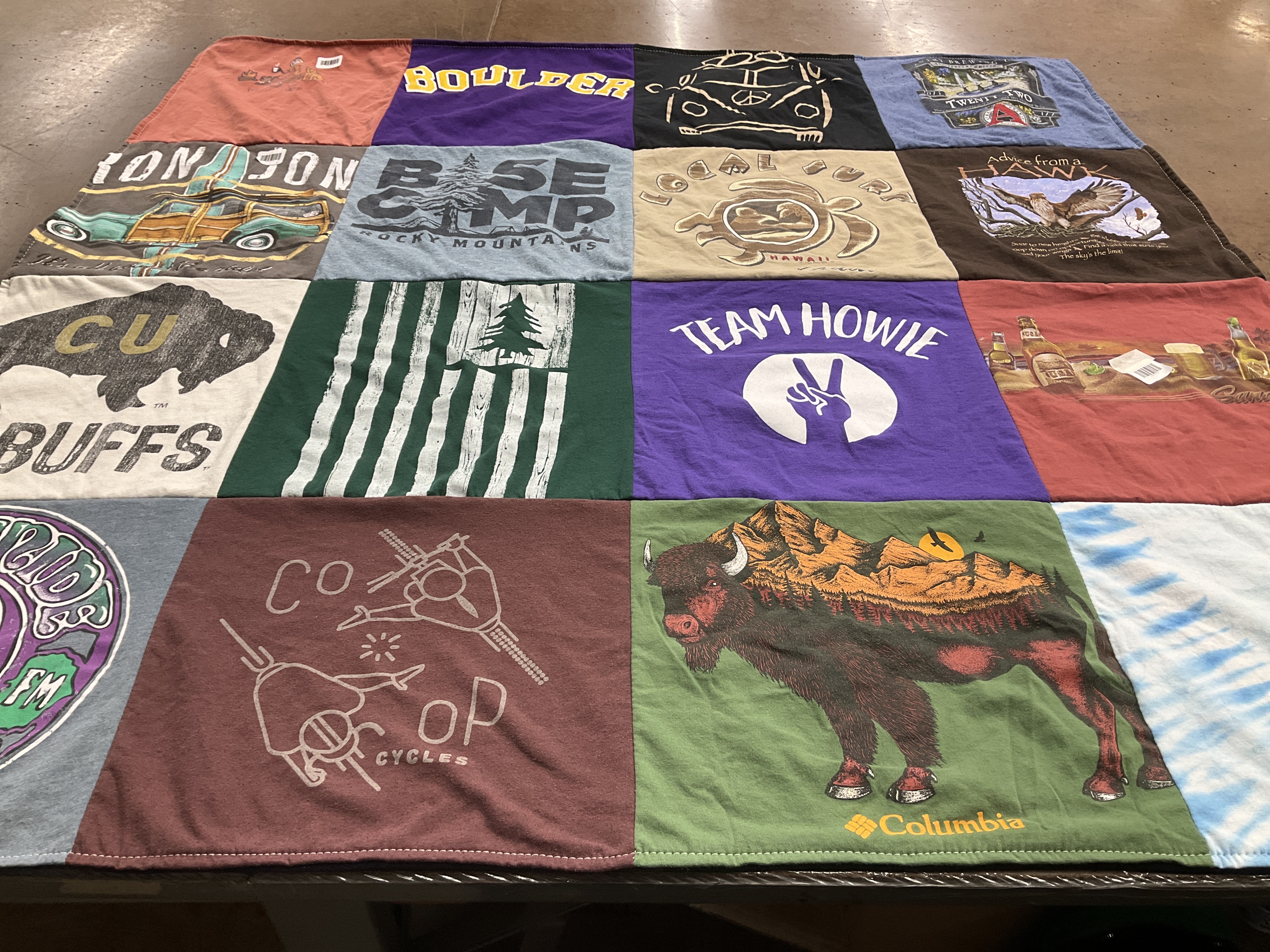T-shirt quilt from university of colorado boulder by Wendy from CO