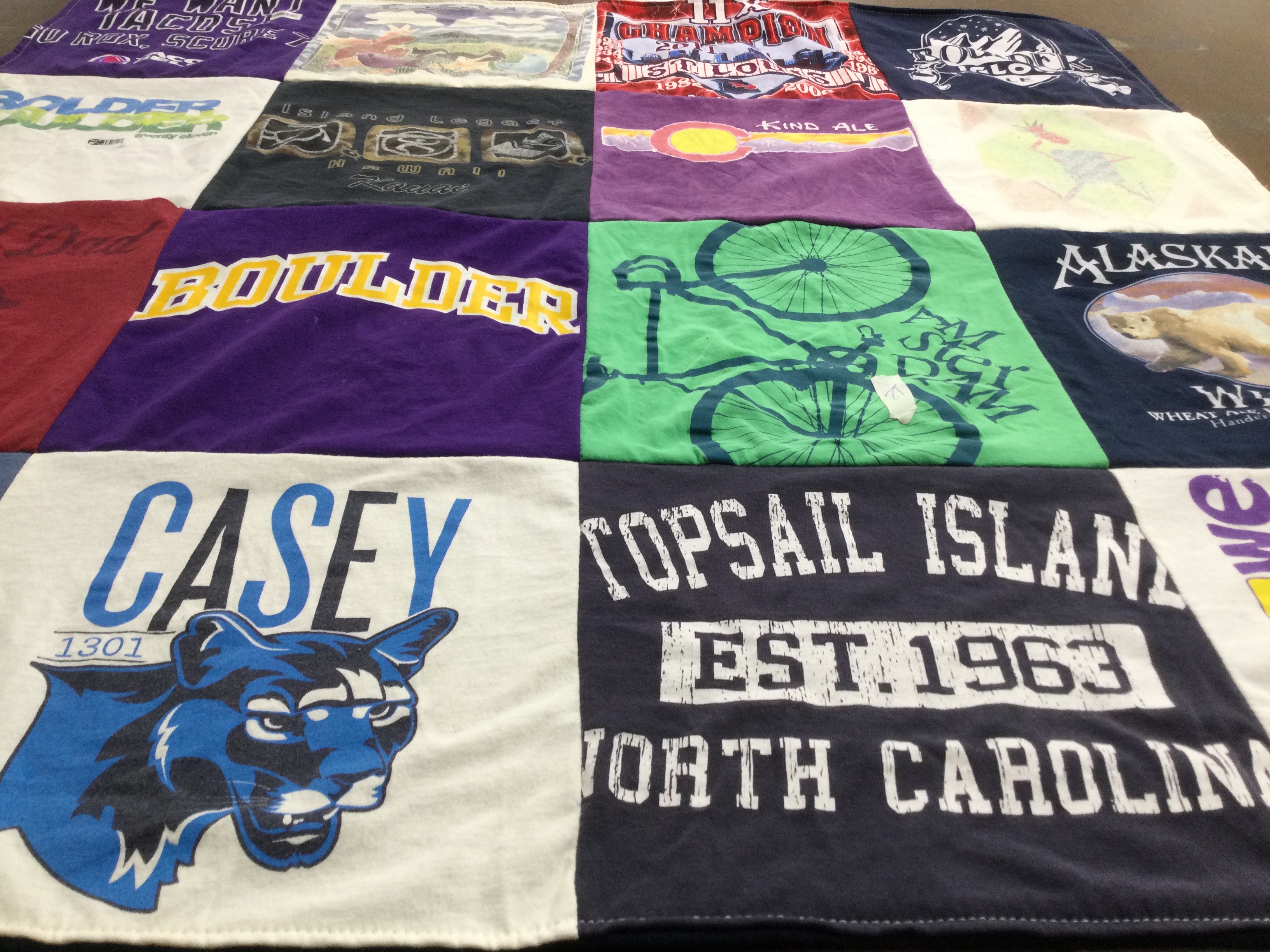 T-shirt quilt from university of colorado boulder by Wendy from CO