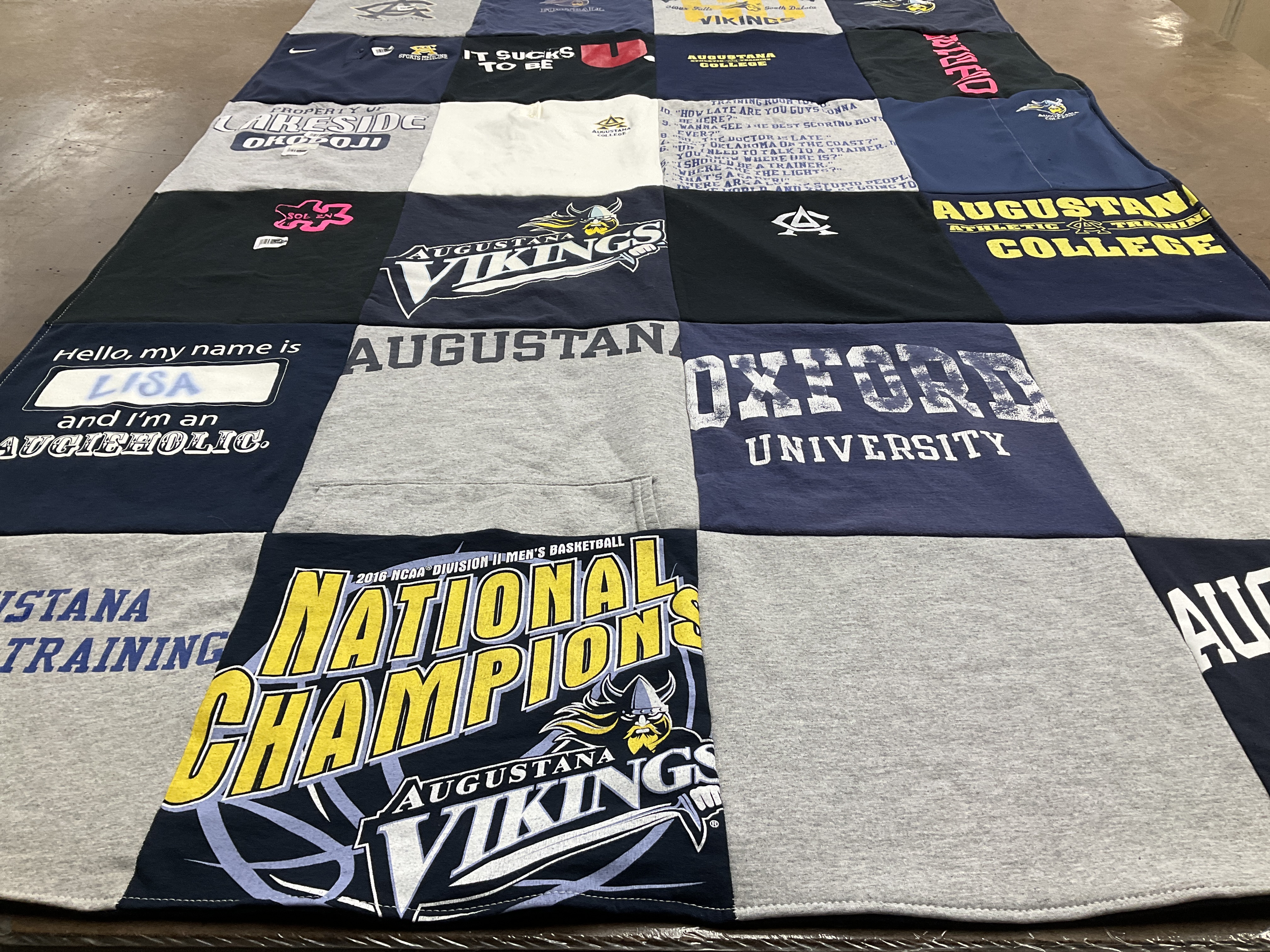 T-shirt quilt featuring augustana vikings by Lisa from IA