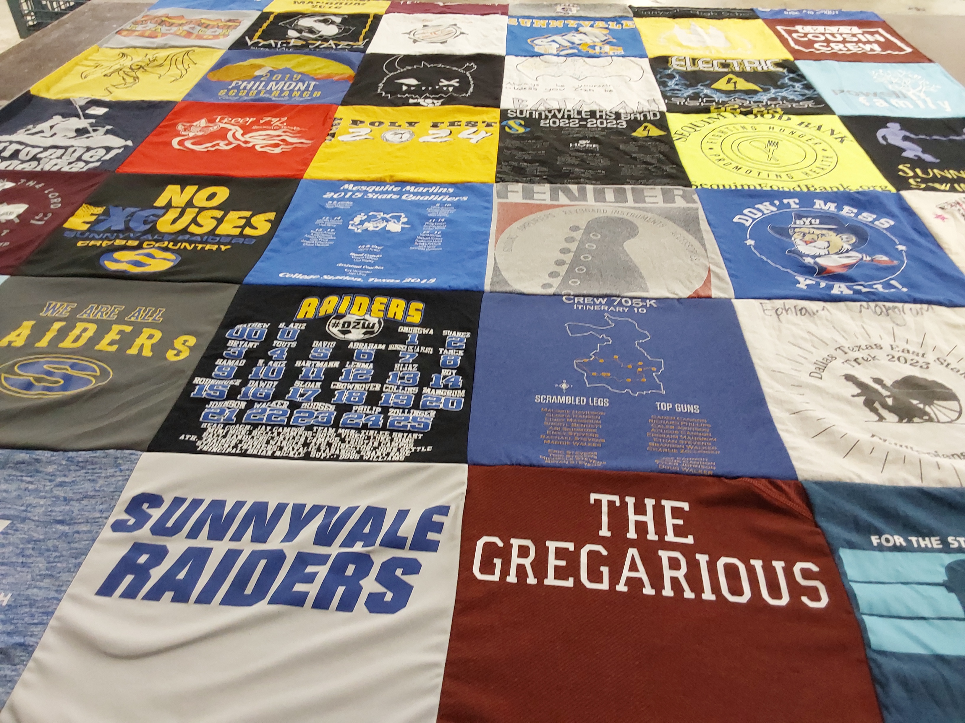 T-shirt quilt featuring sunnyvale raiders by Jillene from TX