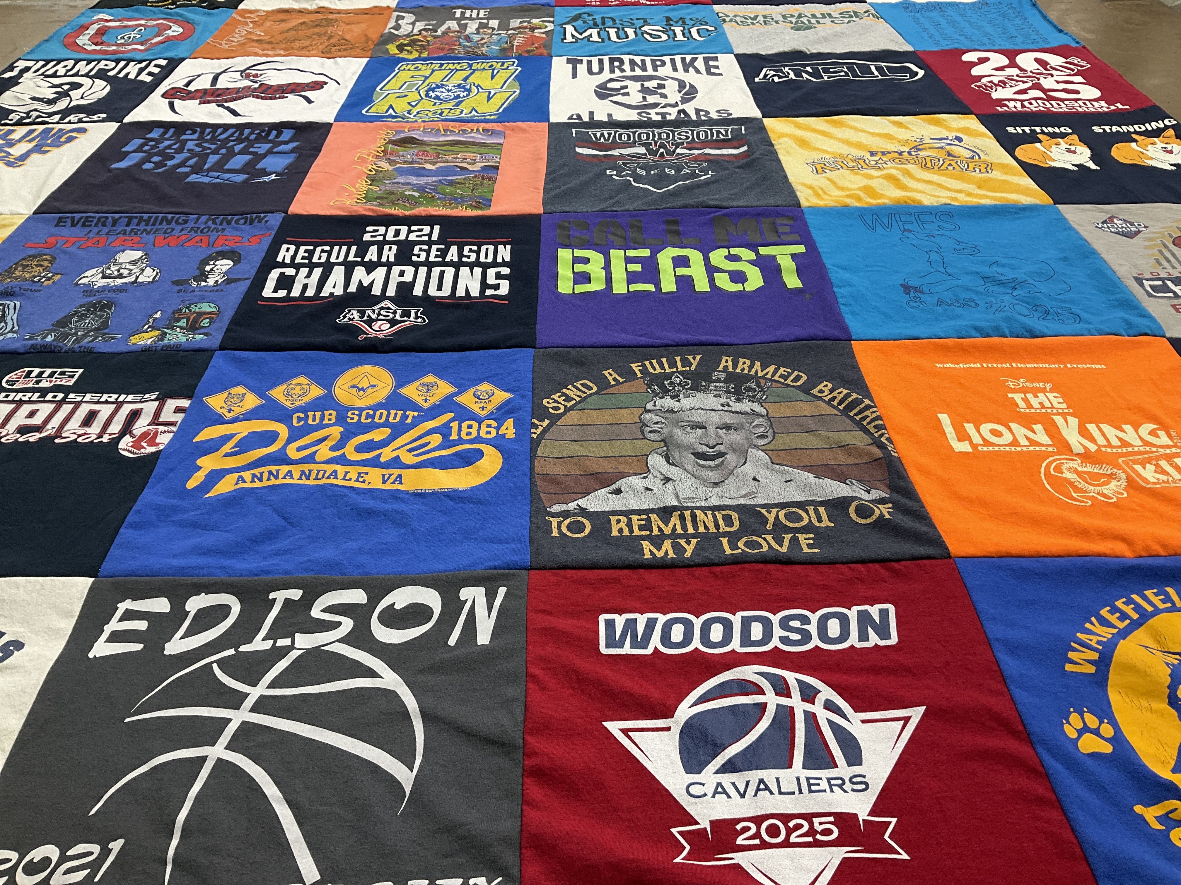 T-shirt quilt featuring woodson cavaliers by Erin from VA