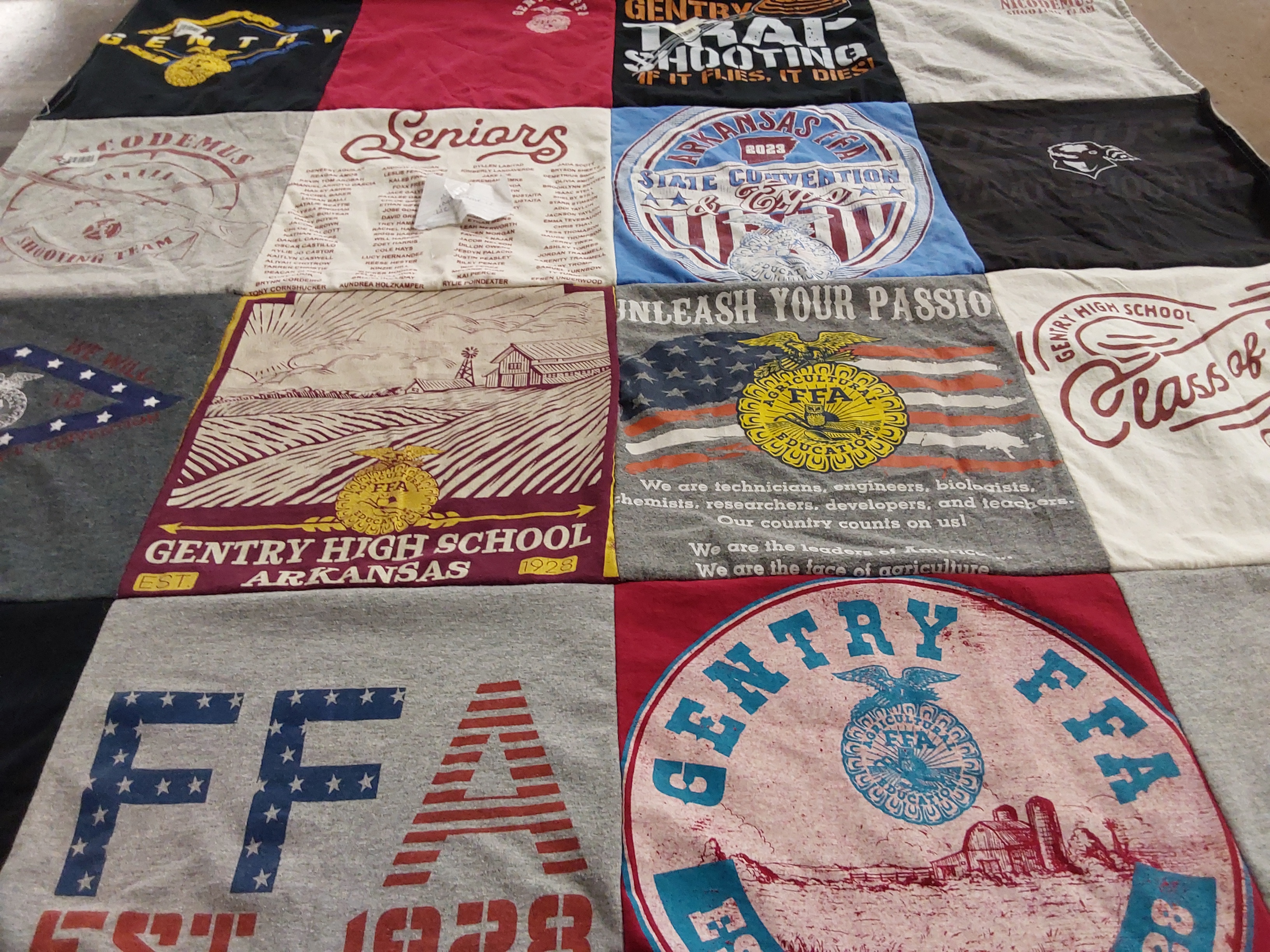 T-shirt quilt from gentry high school by Deon from AR