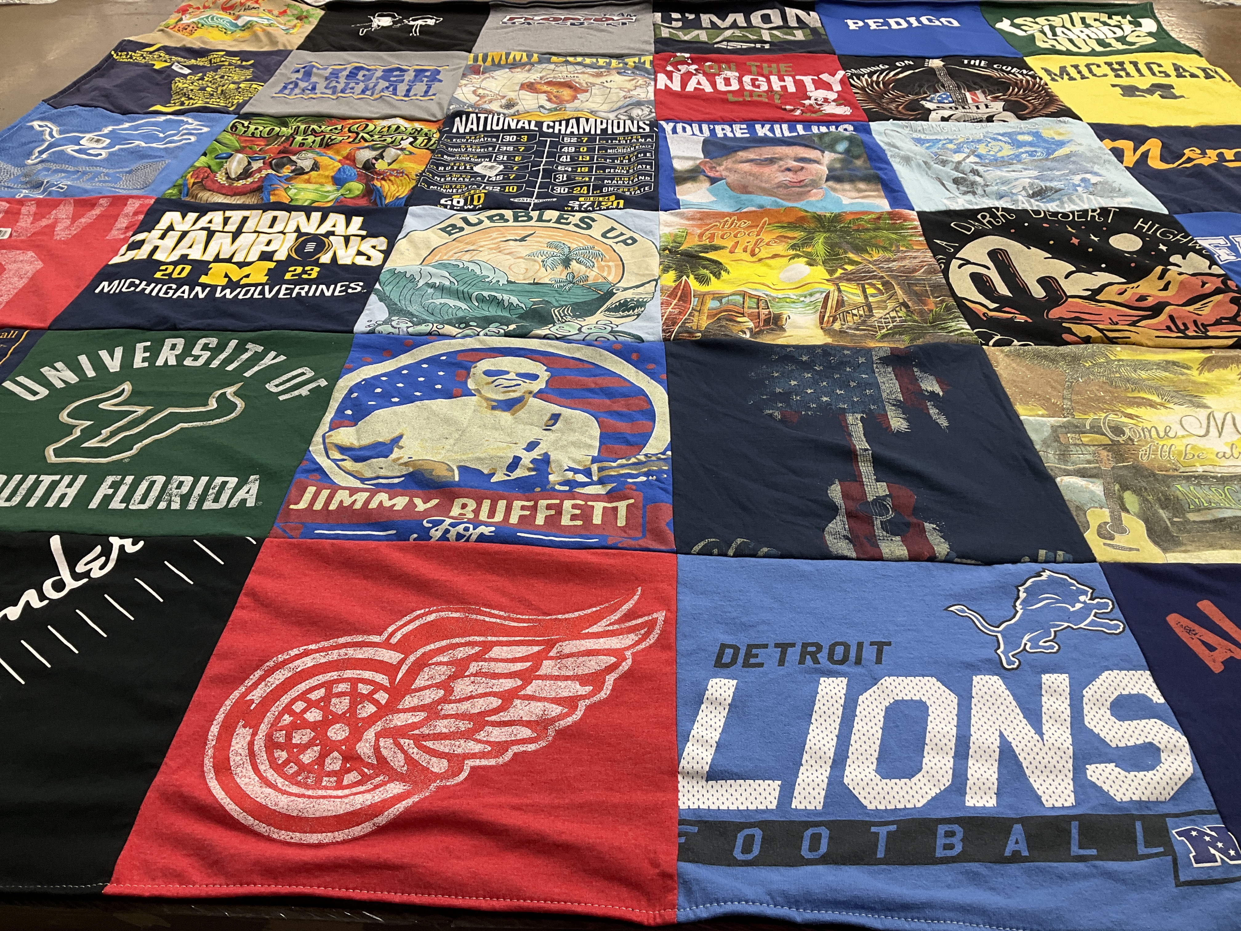 Custom Project Repat t-shirt quilt featuring shirts from university of south florida.