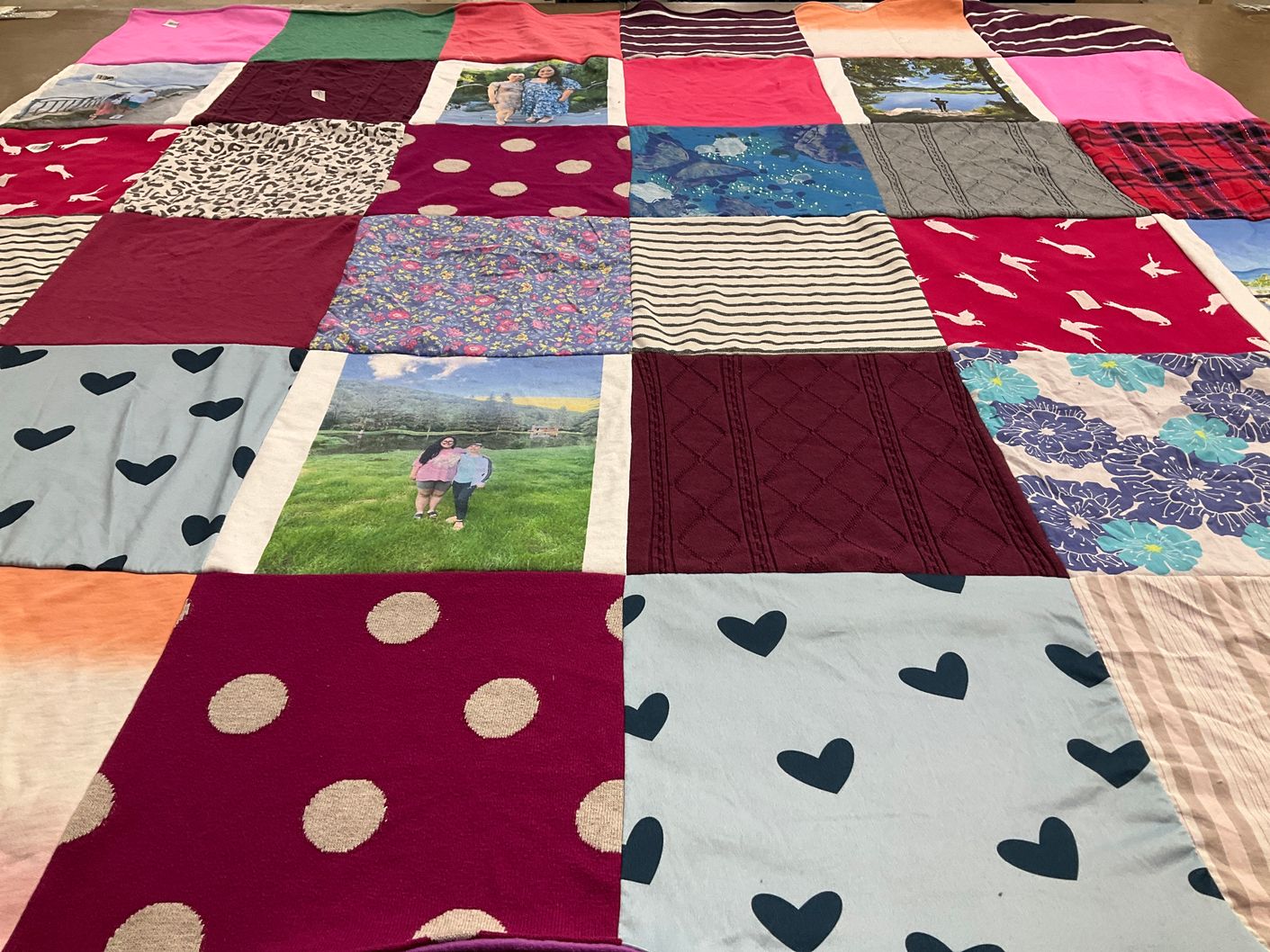T-shirt quilt with nature, photography themes by Carmen from NY