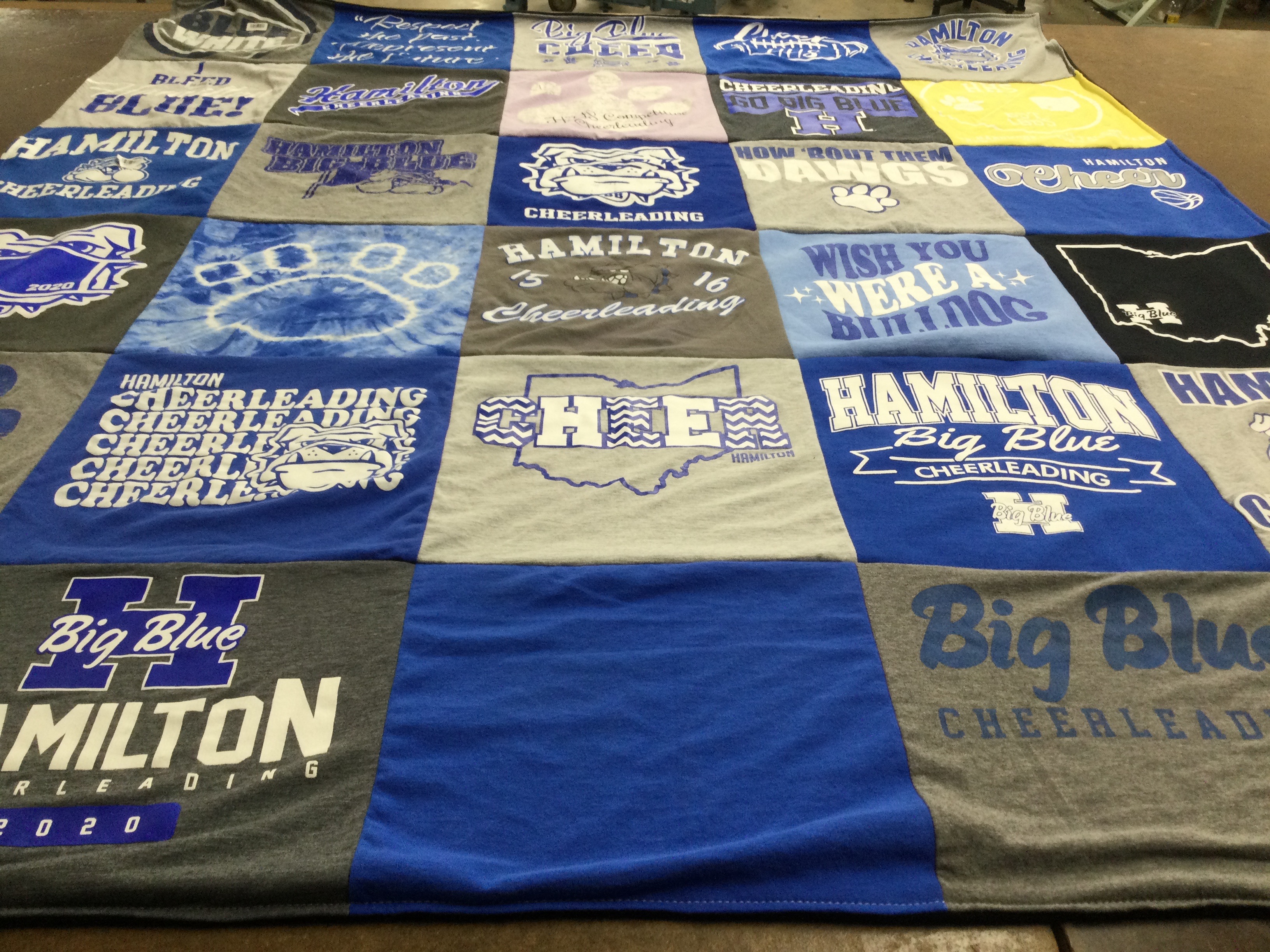 T-shirt quilt featuring hamilton cheerleading by Michaela from OH