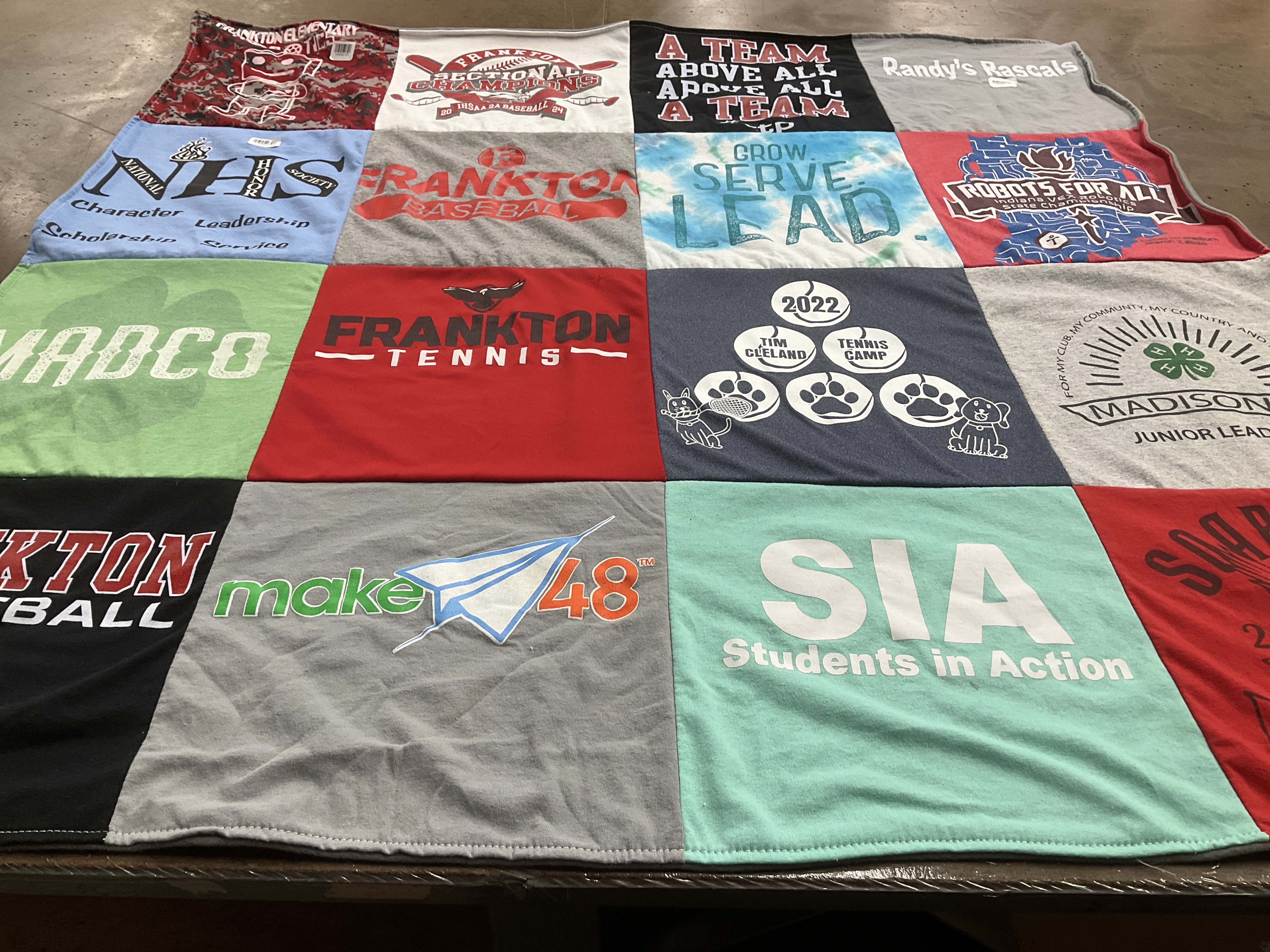 T-shirt quilt featuring frankton baseball, frankton tennis by Wendy from IN