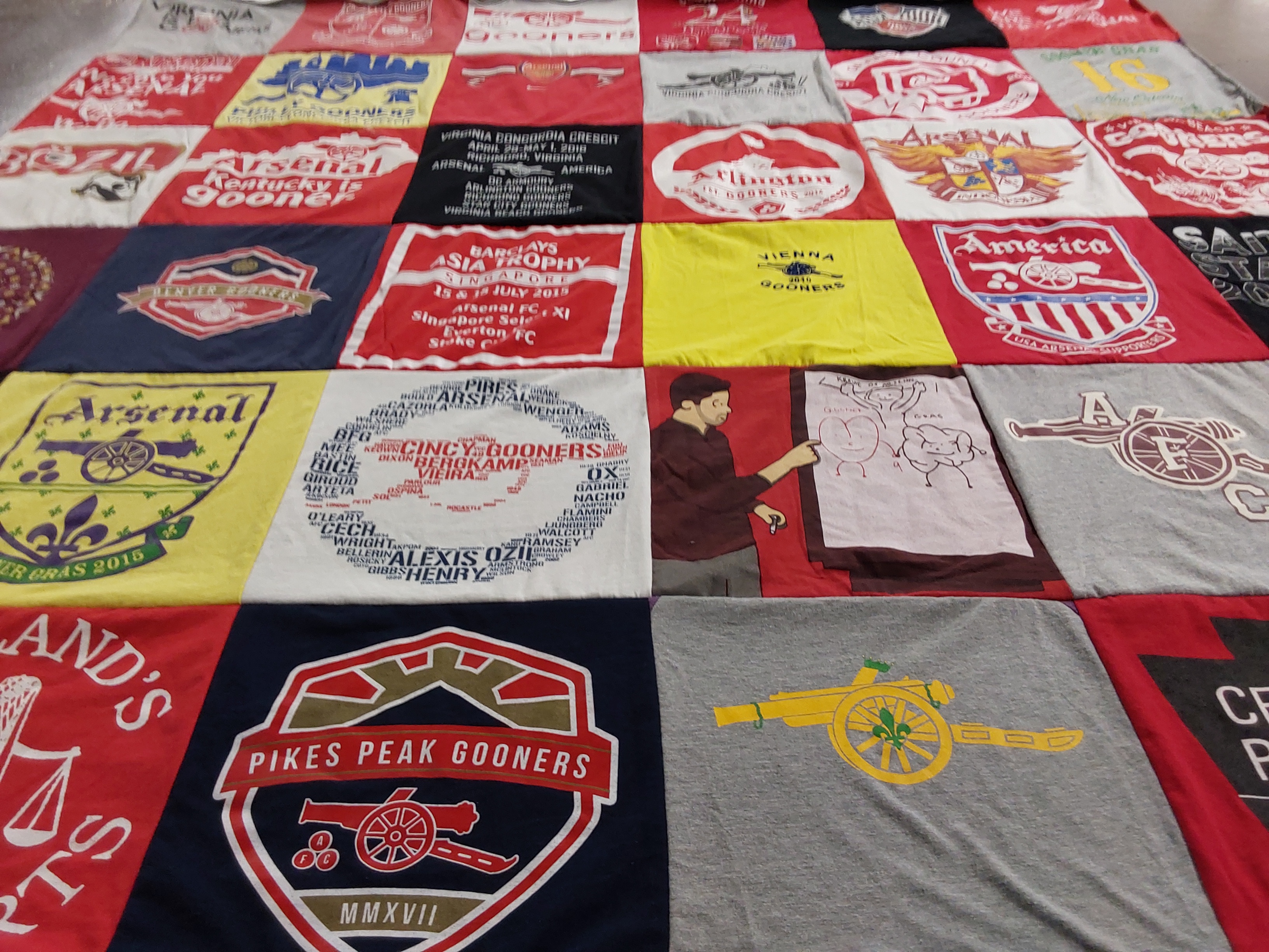 T-shirt quilt with soccer, football themes by Nick from VA