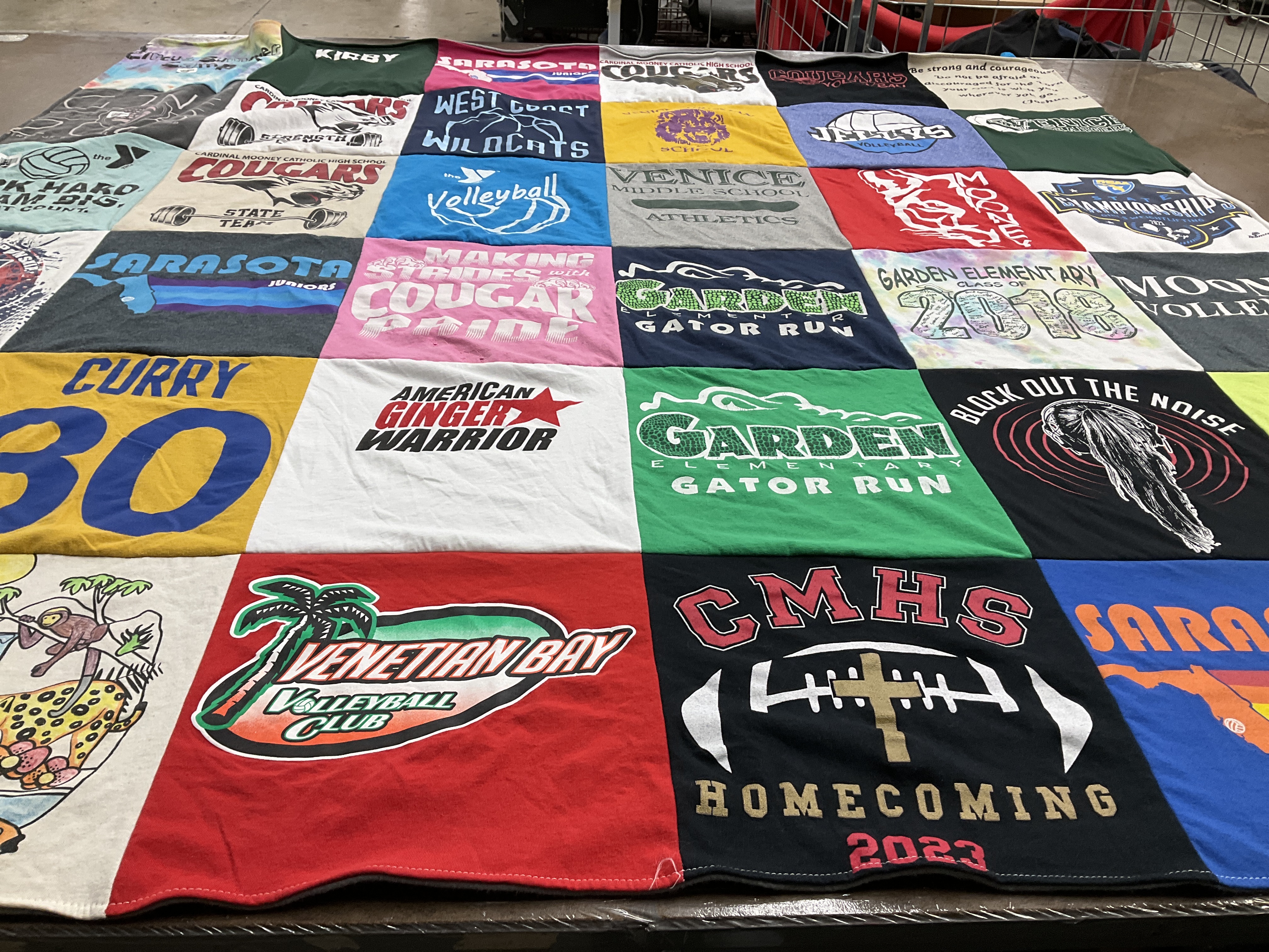 T-shirt quilt from collegiate middle high school, garden elementary school by Mischa from FL