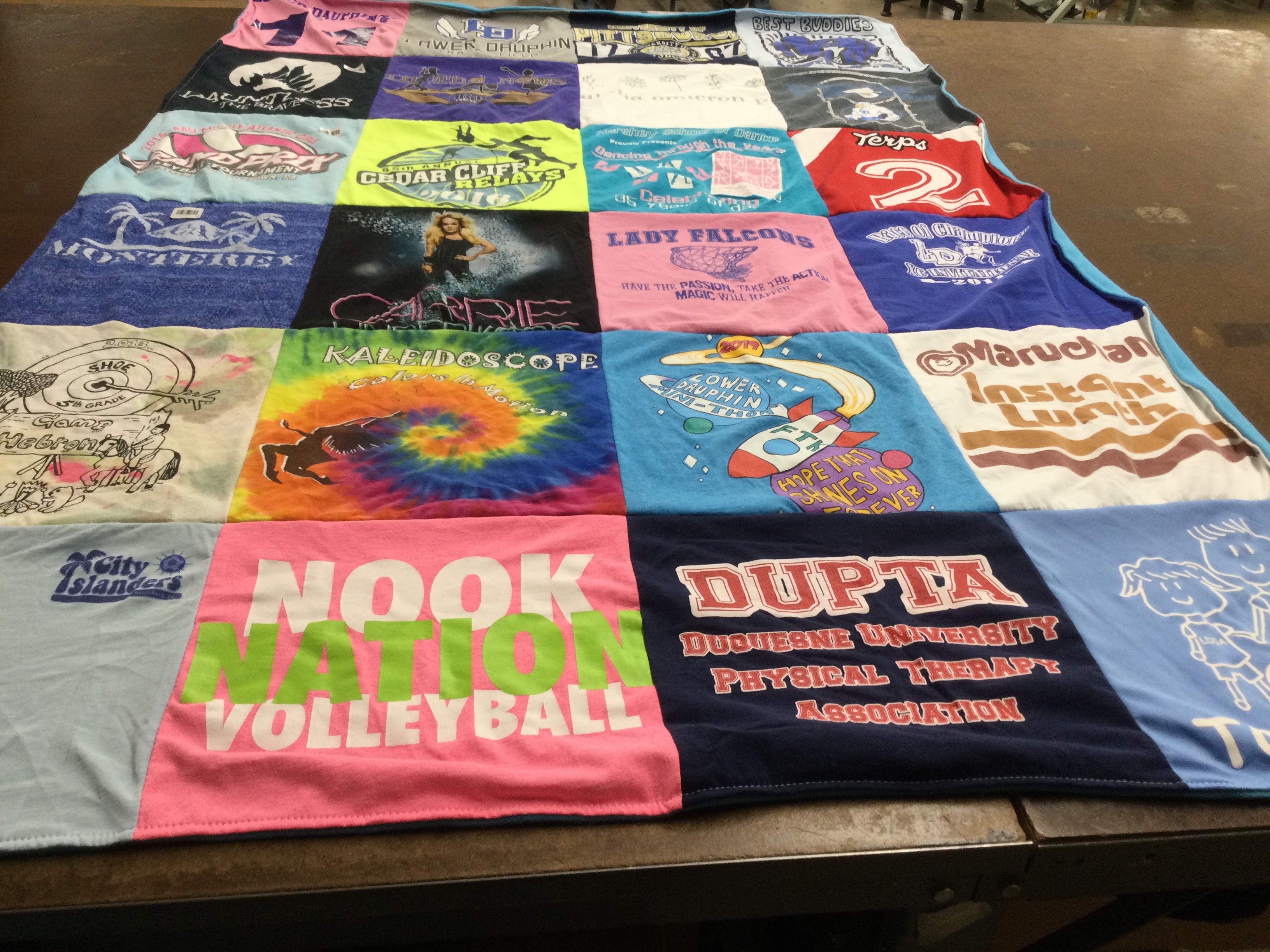 T-shirt quilt featuring city islanders, lady falcons by Karen from PA