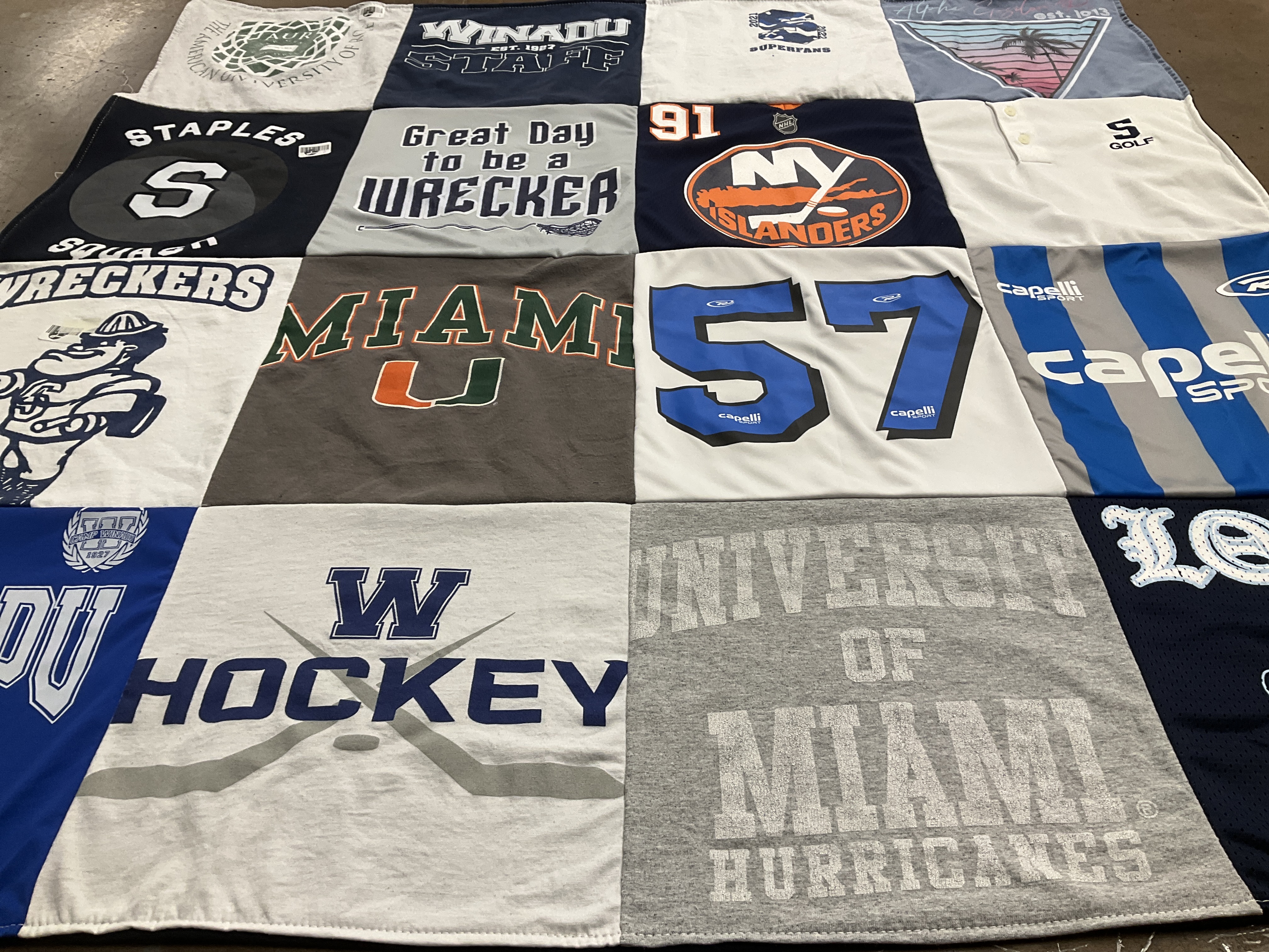 T-shirt quilt featuring new york islanders, wrecker hockey by Ethan from CT