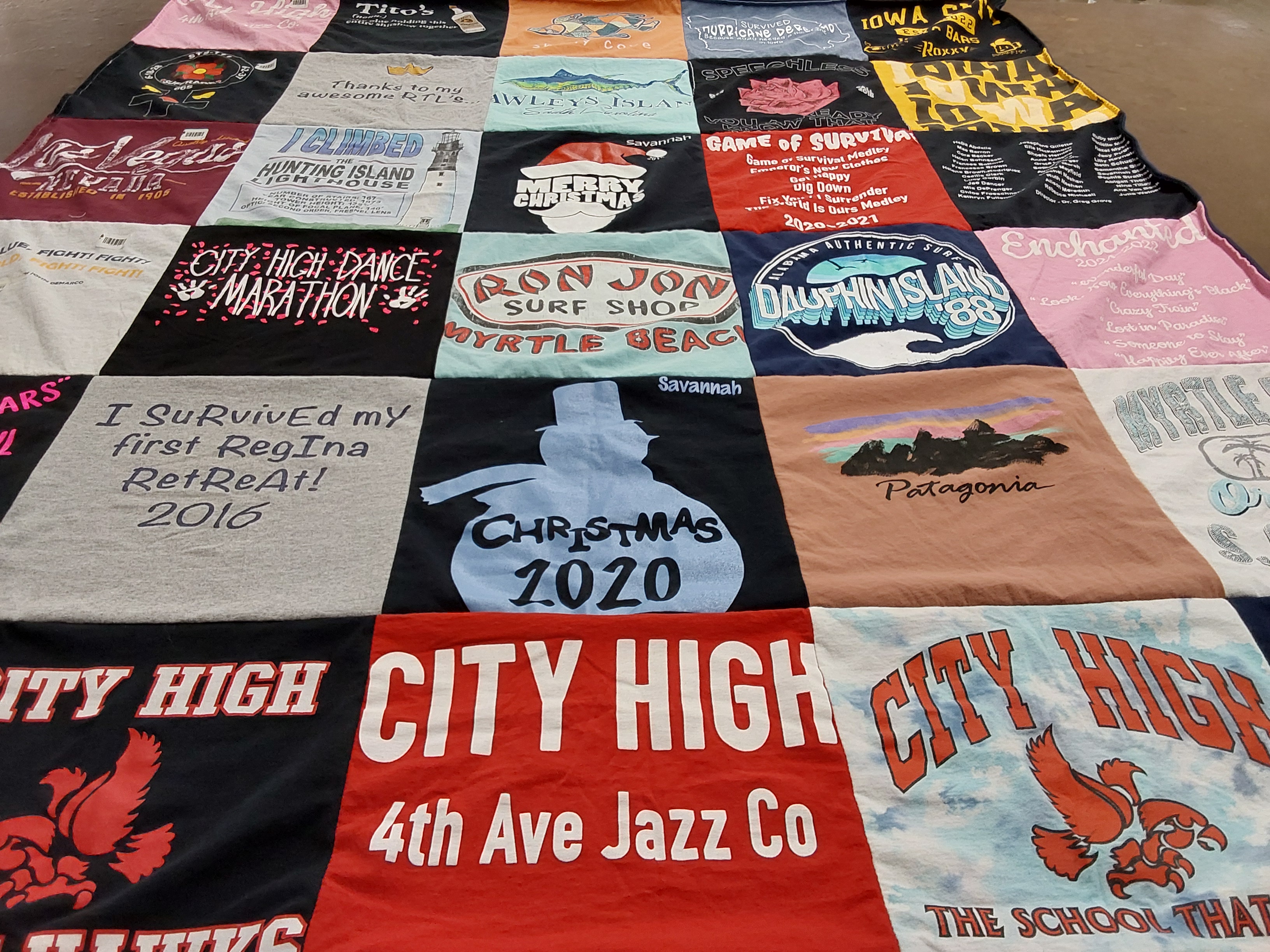 T-shirt quilt from city high school by Sandy from IA