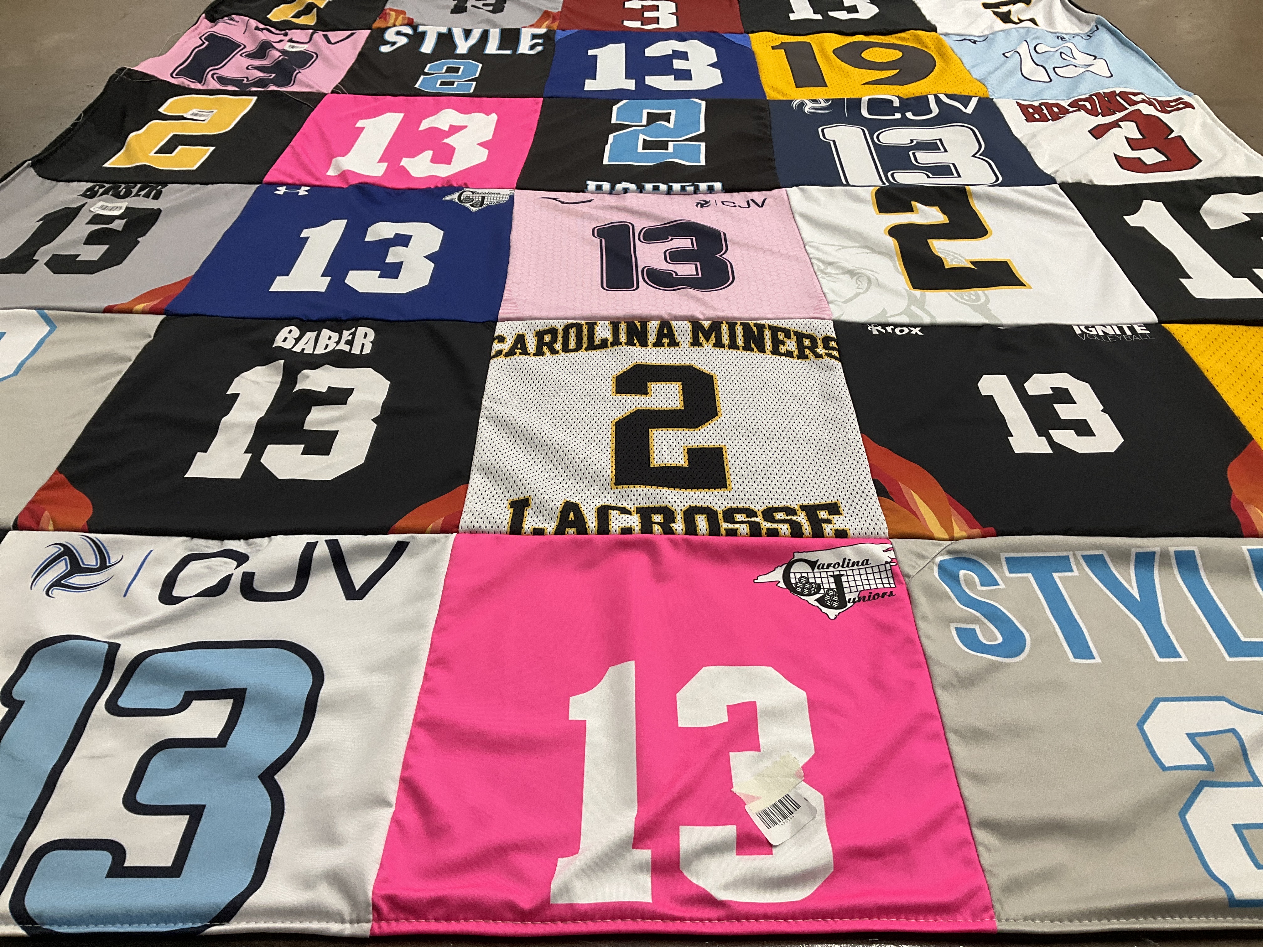 T-shirt quilt with sports, lacrosse themes by Trev from NC