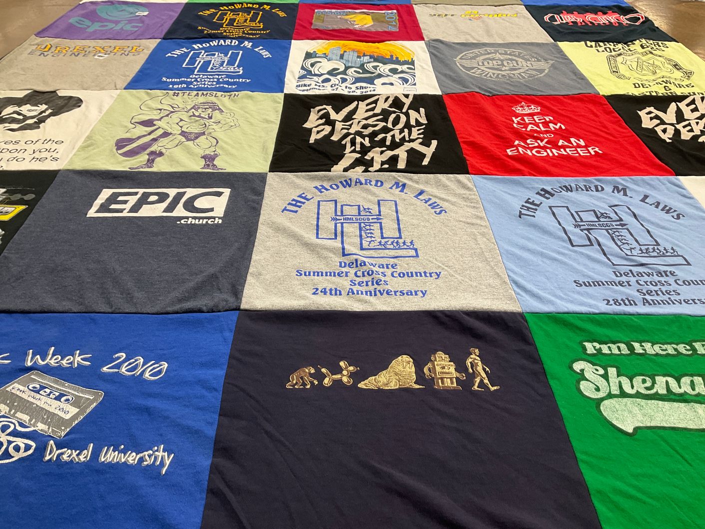 T-shirt quilt featuring team sloth by Stephanie from PA